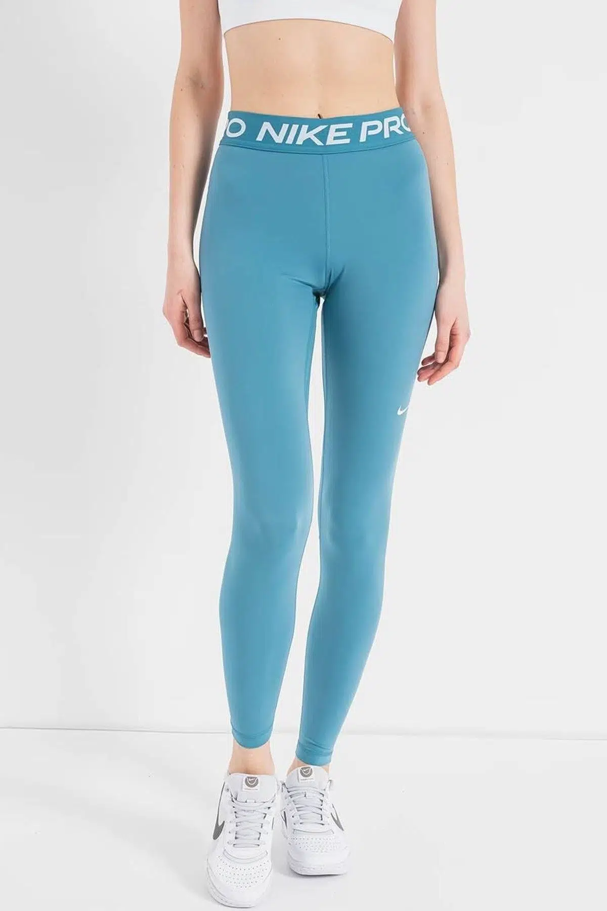 Nike Pro 365 Dri Fit Training Mid Rise Full Length Tight Fit Toparlayıcı Tayt Açık Mavi