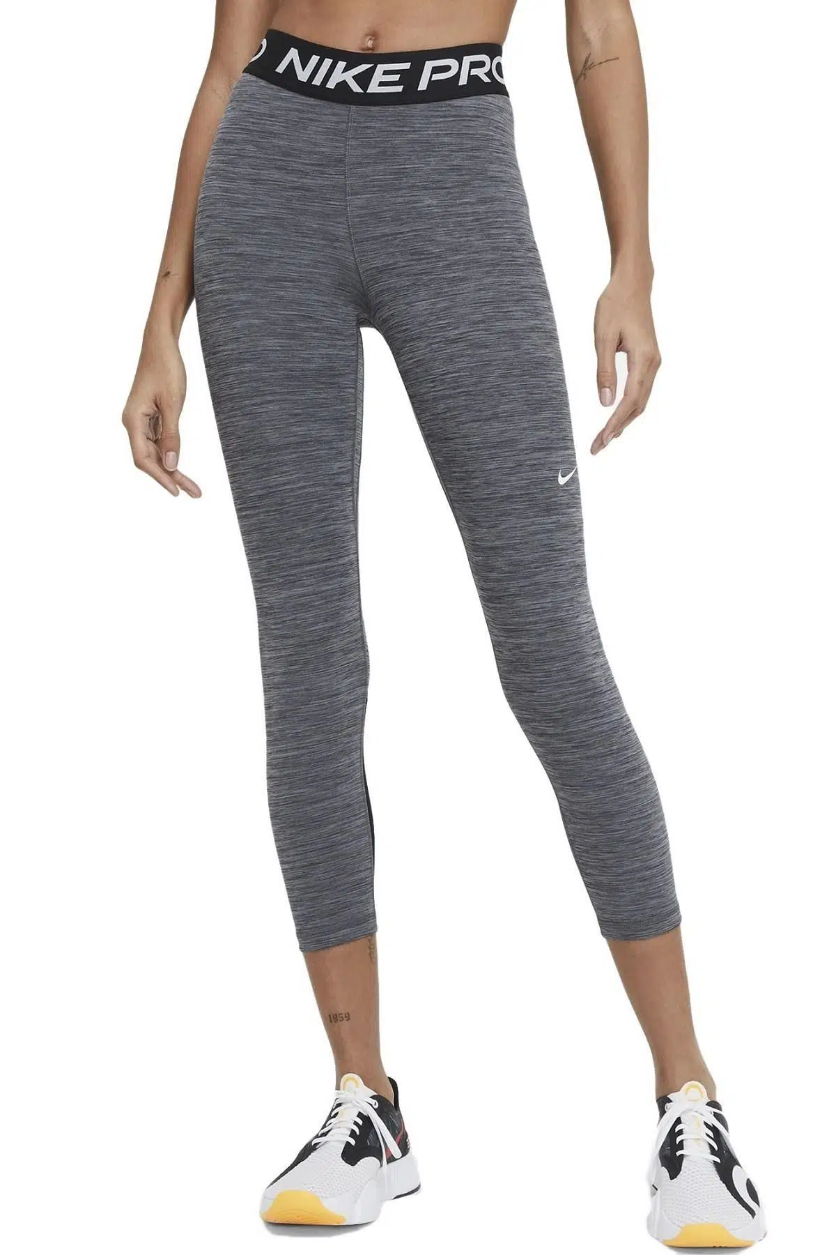 Nike Pro 365 Mid-Rise Crop Training Legging Toparlayıcı Gri Siyah Tayt
