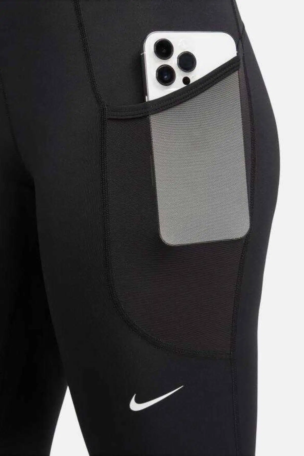 Nike Pro 365 Mide Rise 7/8 Leggings Toparlayıcı Cepli Antrenman Taytı Siyah