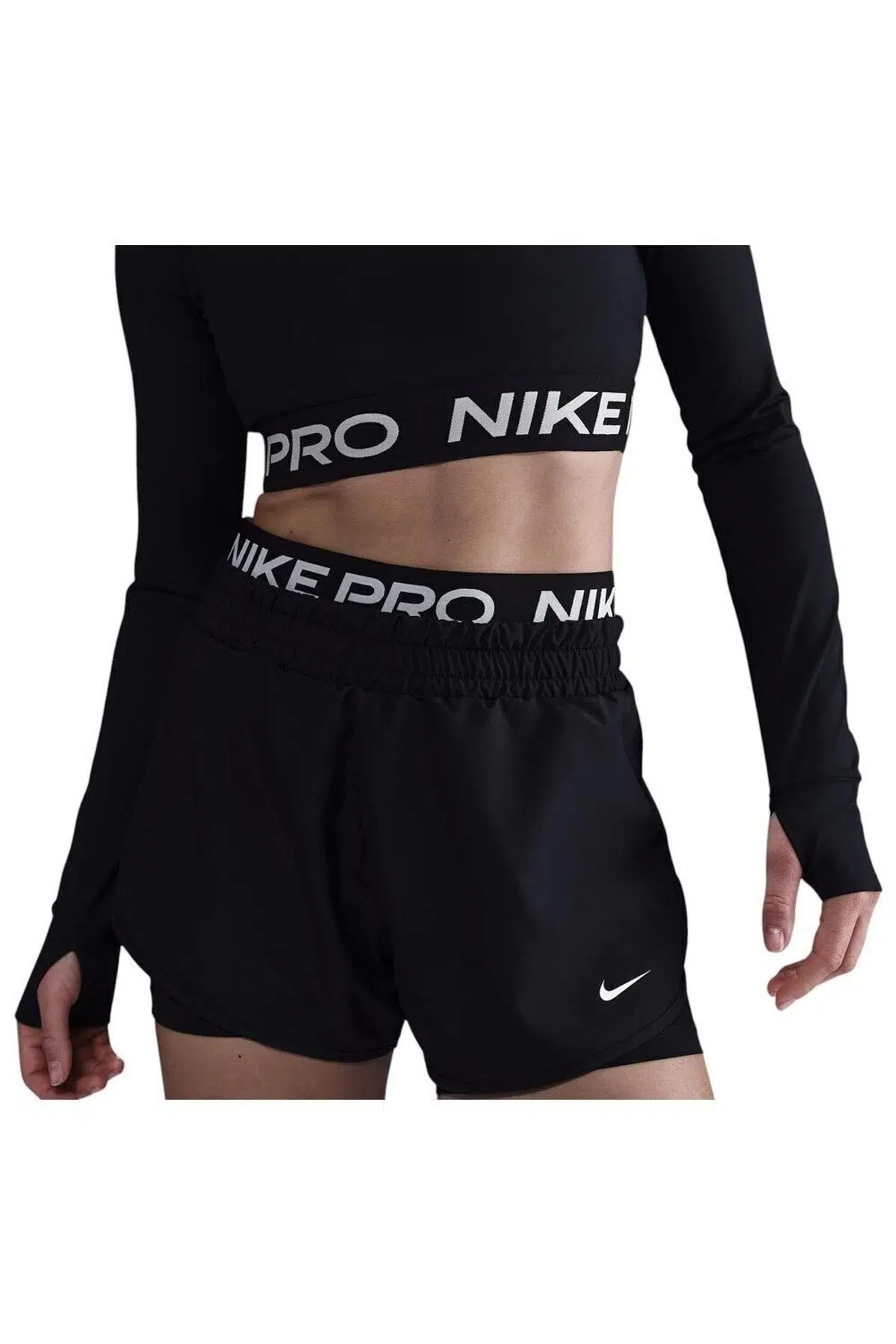 Nike Pro Dri Fİt 2IN1 Loose Fit Women's Shorts Kadın Bol Kesim Taytlı Antrenman Şortu Siyah