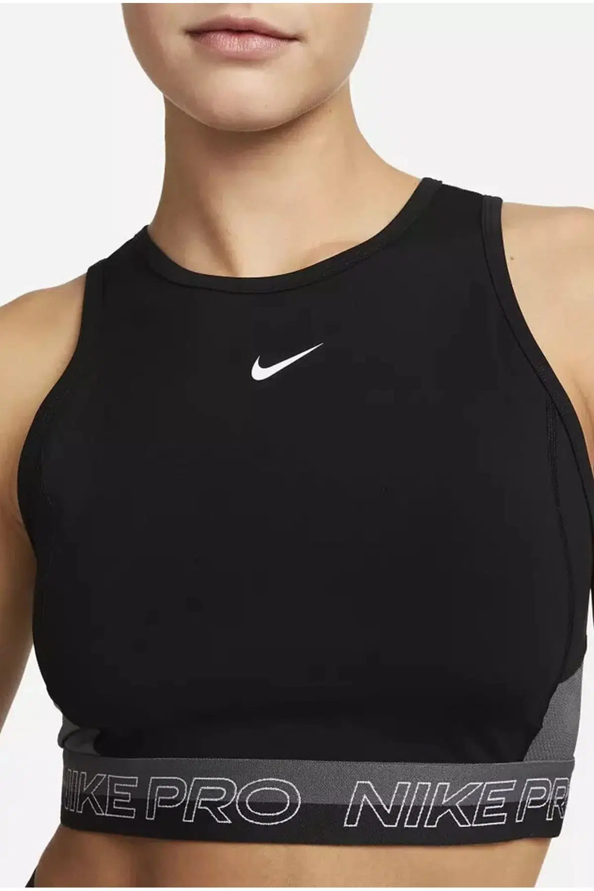 Nike Pro Dri Fit Cropped Training Womens Tank Top Kadın Antreman Atleti Siyah