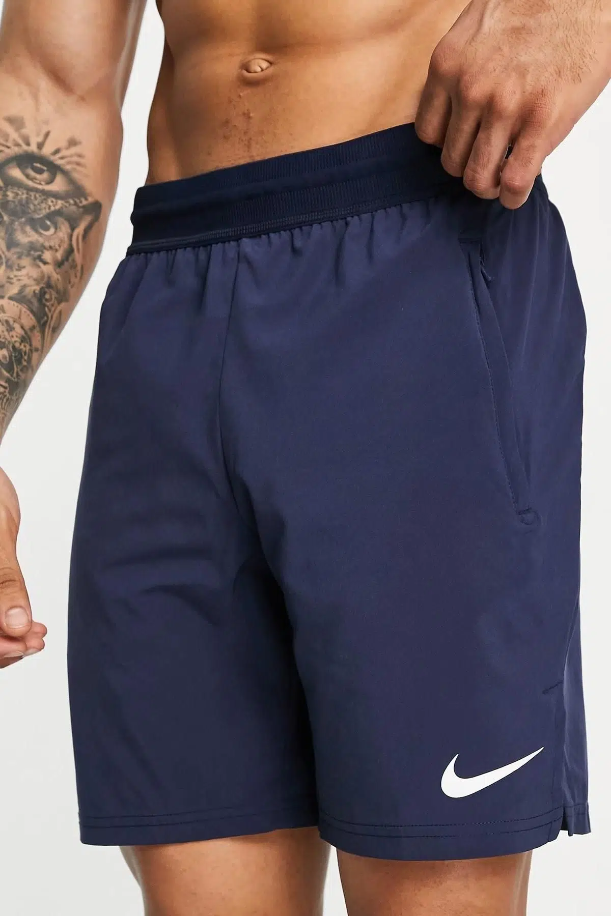 Nike Pro Dri Fit Flex Vent Max 8 inch Shorts Fermuarlı Erkek Antrenman Şortu Lacivert