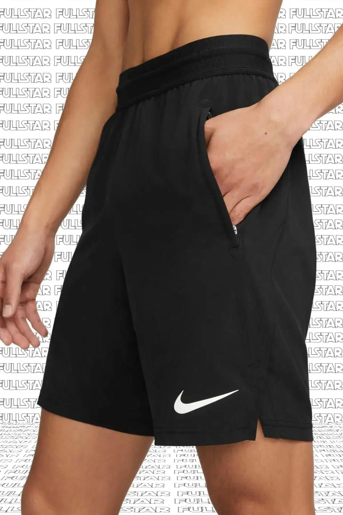 Nike Pro Dri Fit Flex Vent Max 8 inch Shorts Fermuarlı Erkek Antrenman Şortu Siyah