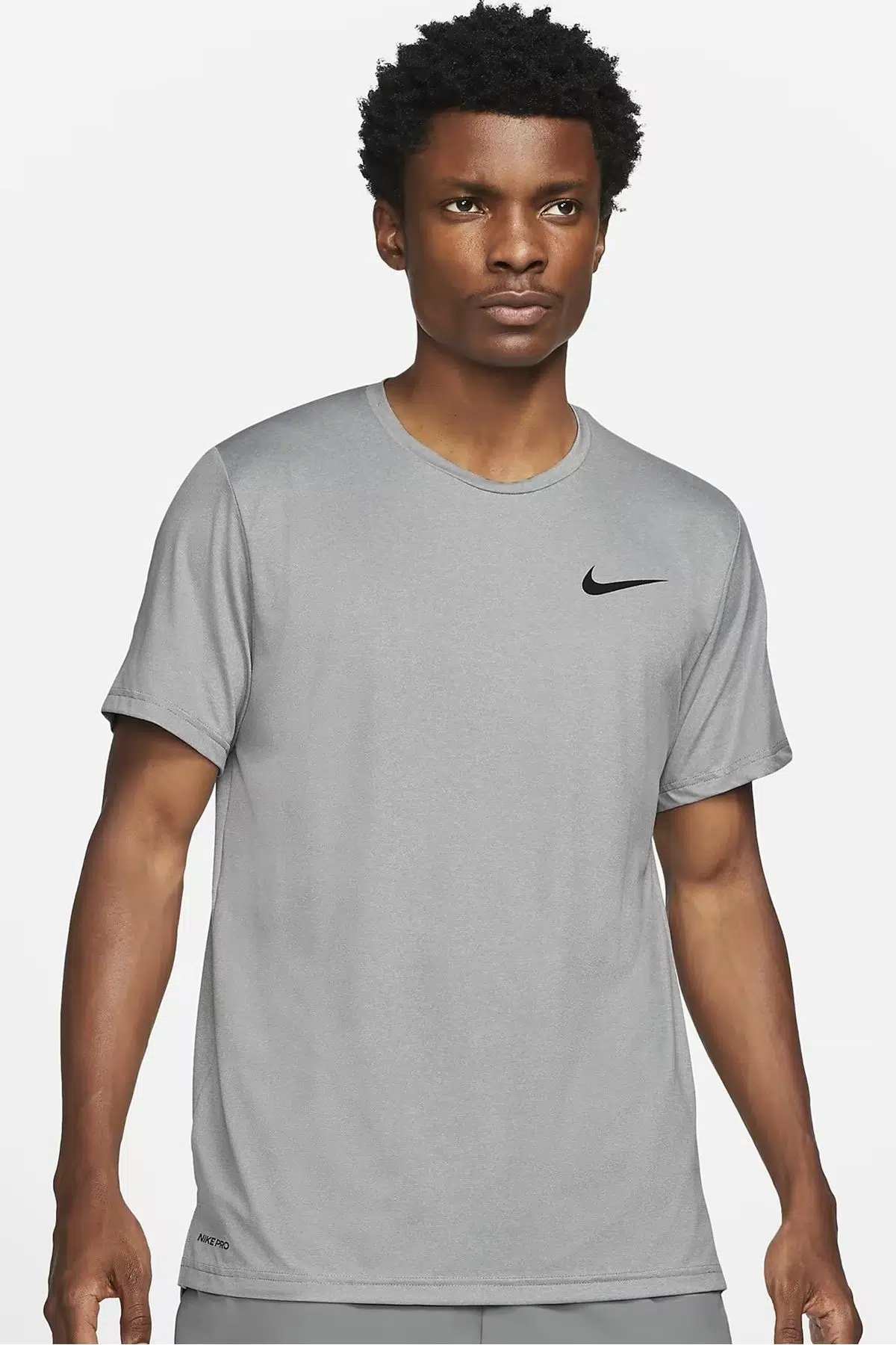 Nike Pro Dri Fit Short Sleeve Mens Erkek Koşu Antrenman Tişörtü Gri