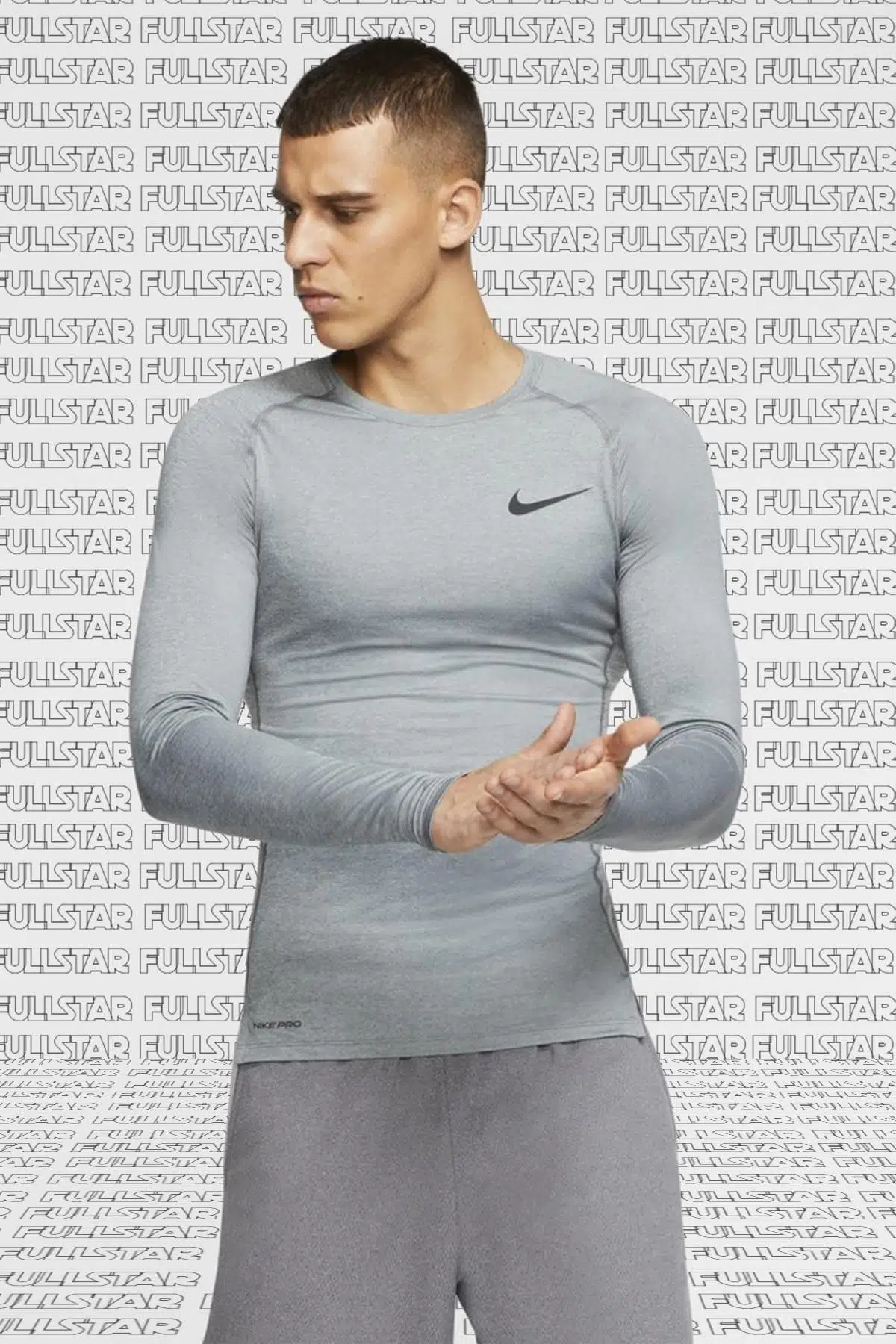 Nike Pro Dri Fit Tight Fit Long Sleeve Top Uzun Kollu Slim Erkek Body Gri