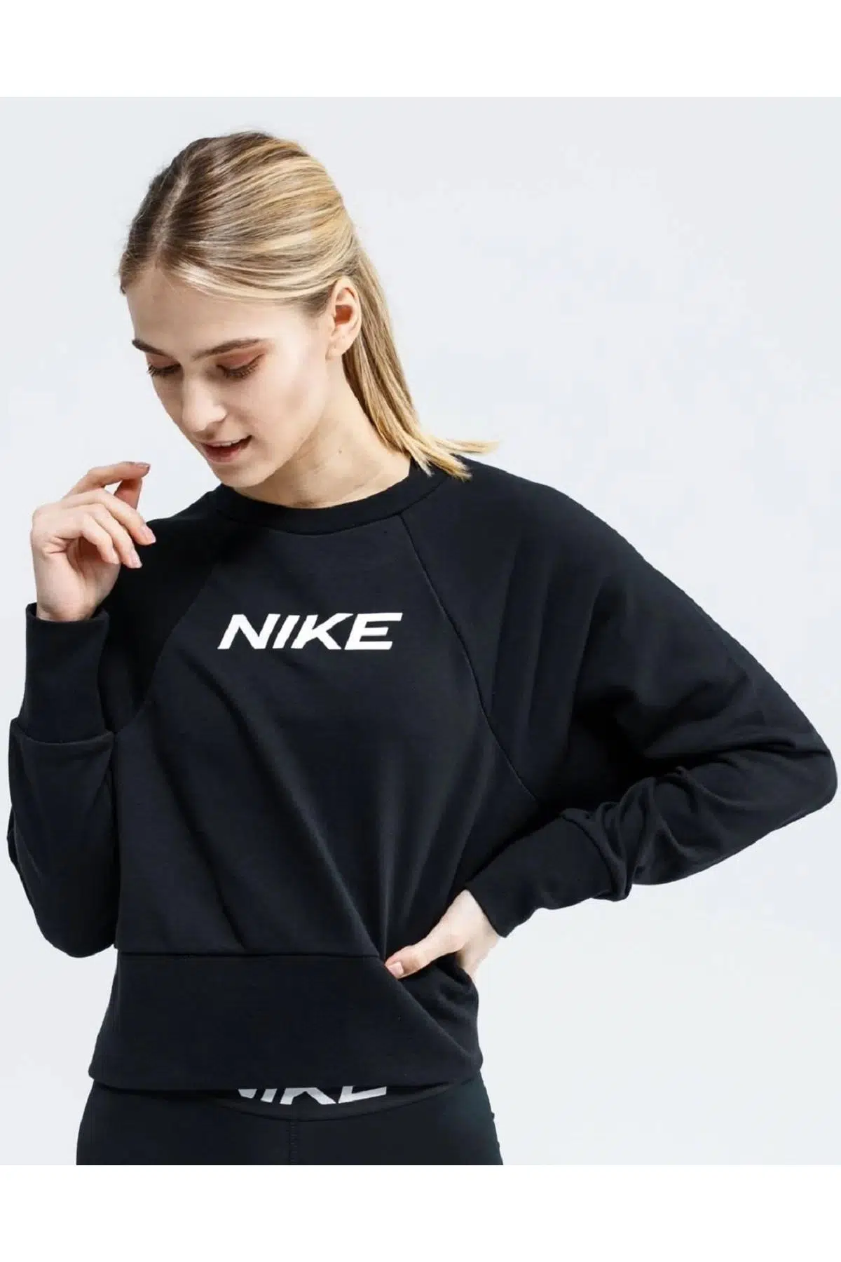 Nike Dri-Fit Fleece Loose Fit Geniş Kalıp Siyah Kadın Swaetshirt