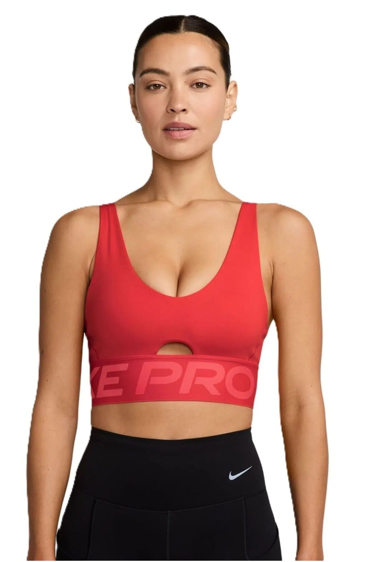 Nike Pro Indy Plunge-Support Bra Kadın Spor Bra Kırmızı