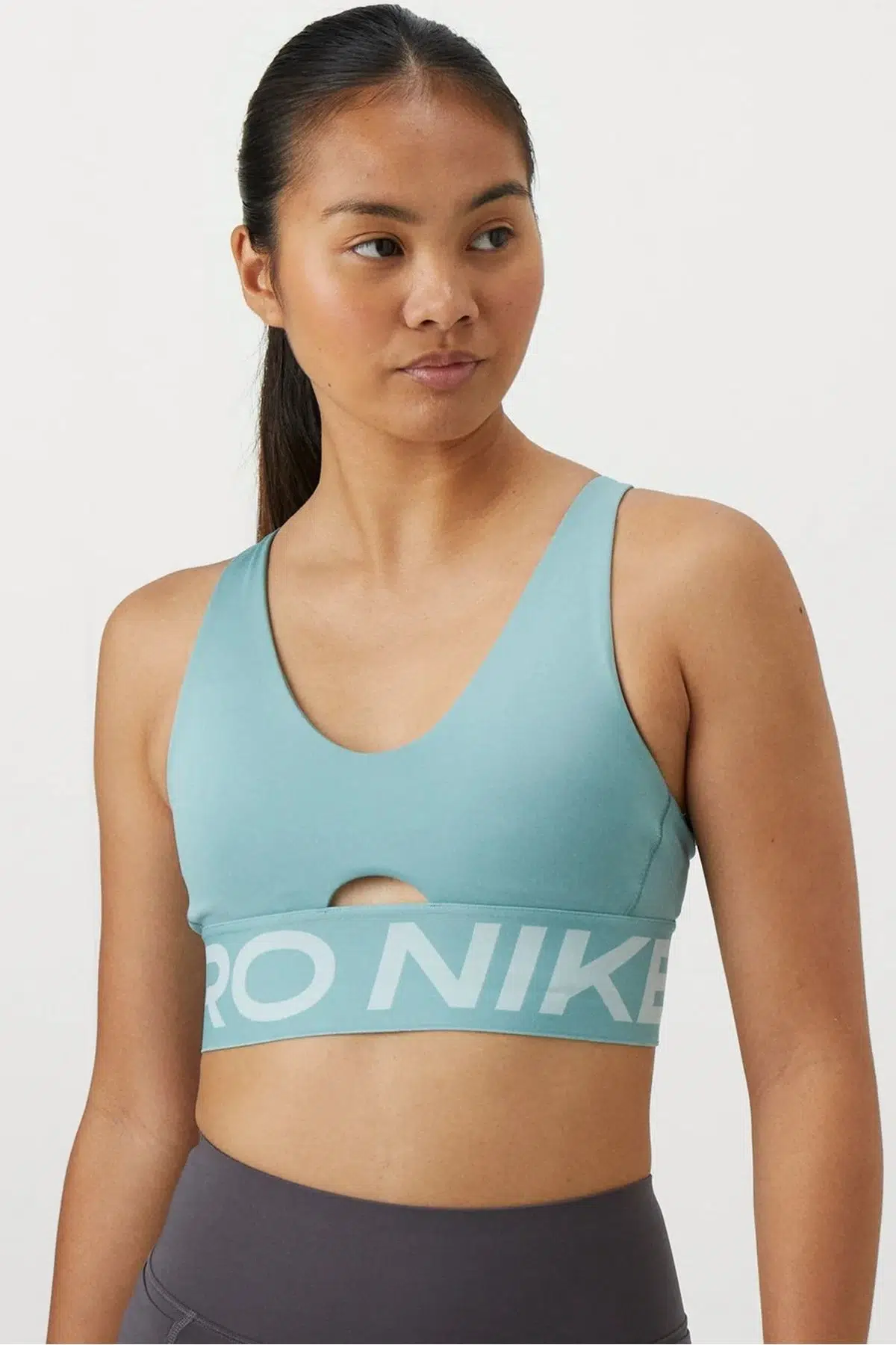 Nike Pro Indy Plunge-Support Bra Kadın Spor Bra Açık Yeşil