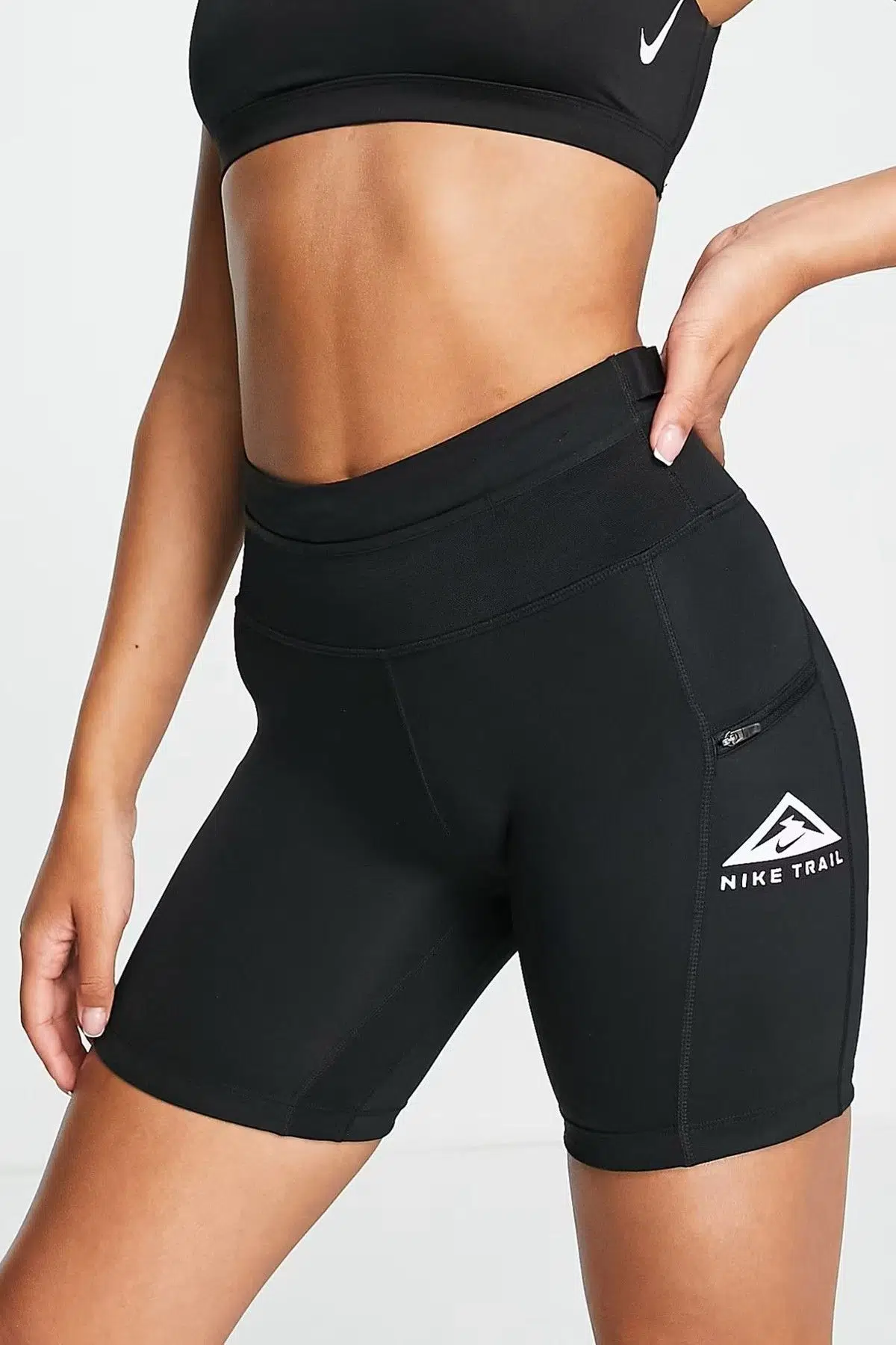 Nike Running Dri Fit Trail Epic Luxe Mid Rise Legging Short Kadın Antrenman Tayt Şort Siyah