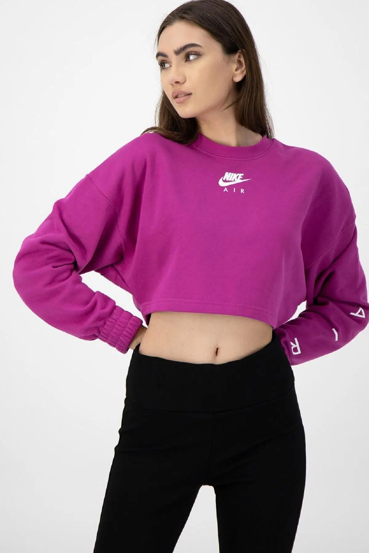 Nike Air Women's Cropped Oversized Fit Crew Bol Kesim Kısa Sweatshirt DM