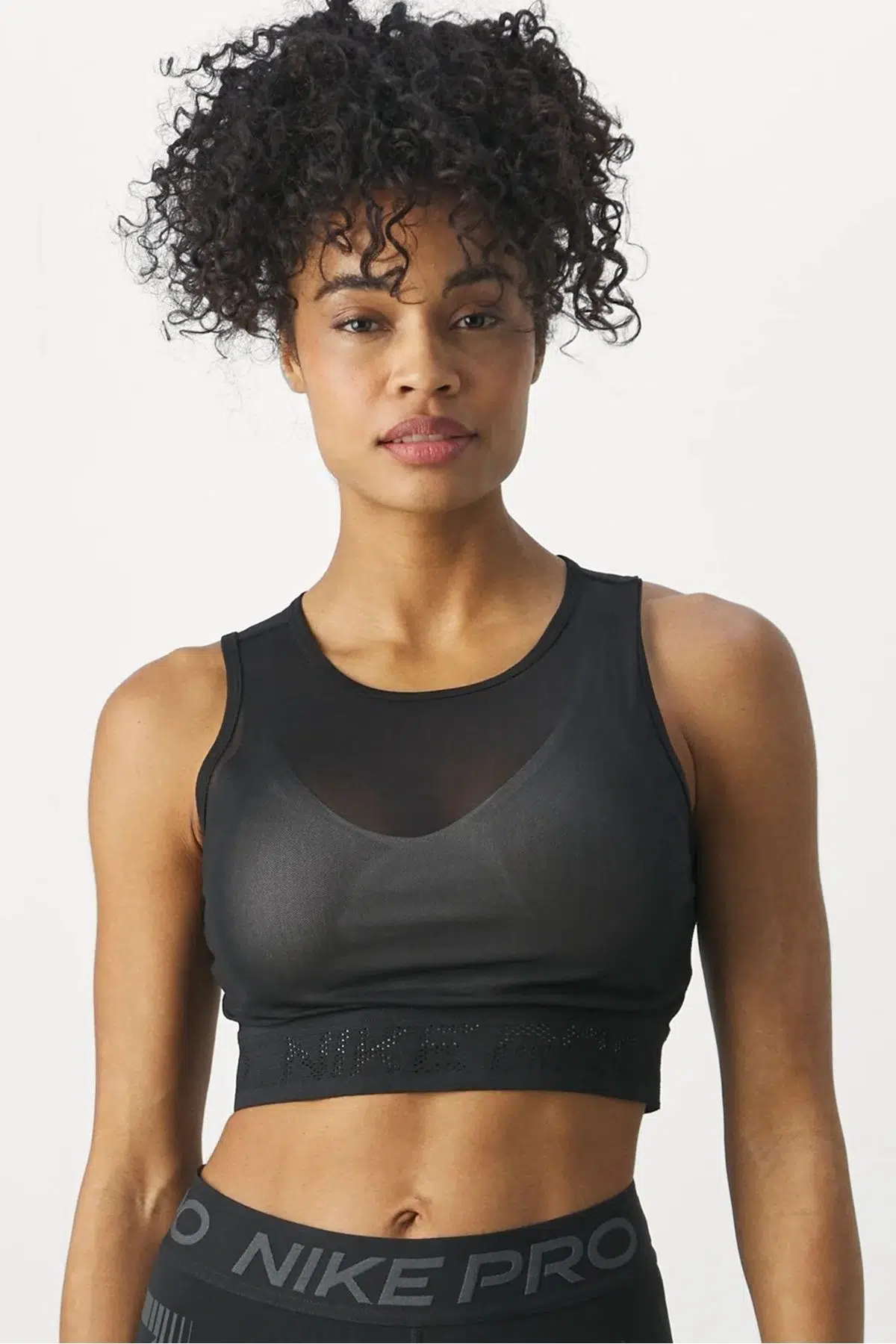 Nike Pro Women's Mesh Tight Fit Tank Top Black Kadın Transparan Spor Bustiyer Siyah
