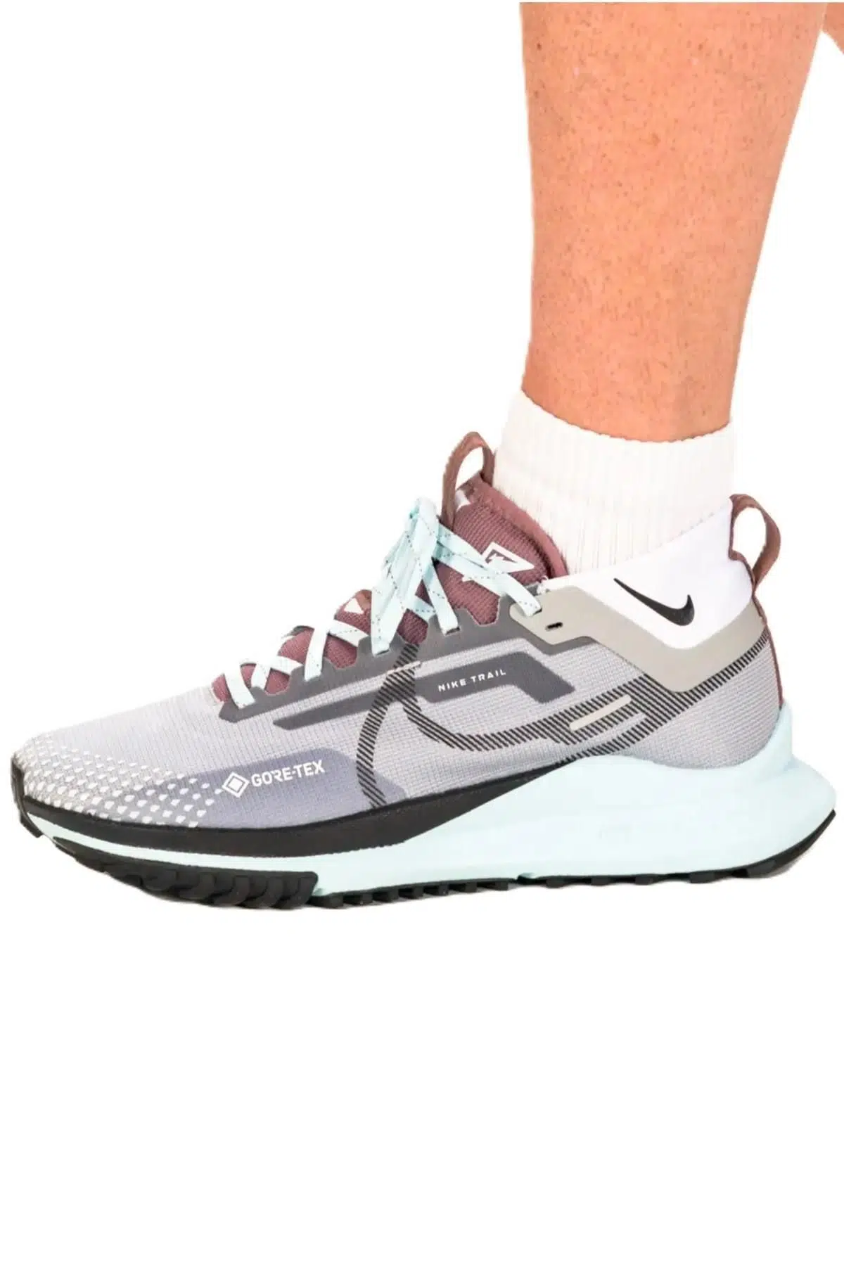 Nike React Pegasus Trail 4 GoreTex Su Geçirmez Reflektörlü Yürüyüş Koşu Ayakkabısı Gri-Mavi