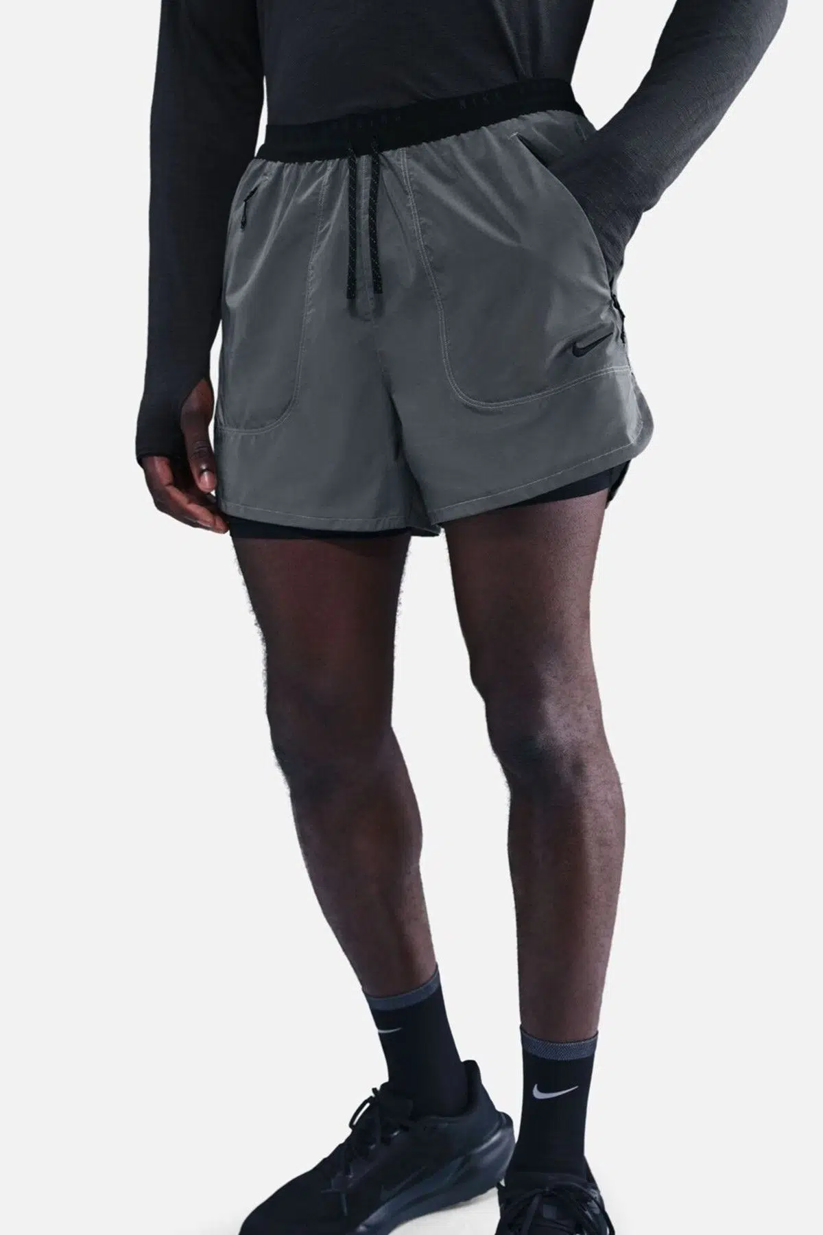 Nike Reflect 4 In 2 In1 Short Mens Reflektörlü Taytlı Erkek Şort Gri