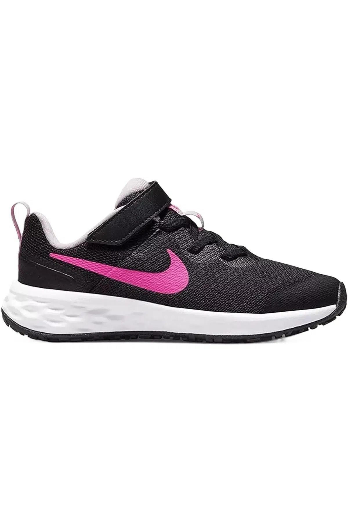 Nike Revolution 6 Walk Shoes Lastik ipli Kolay Giyimli Yürüyüş Ayakkabısı Siyah Pembe Swoosh
