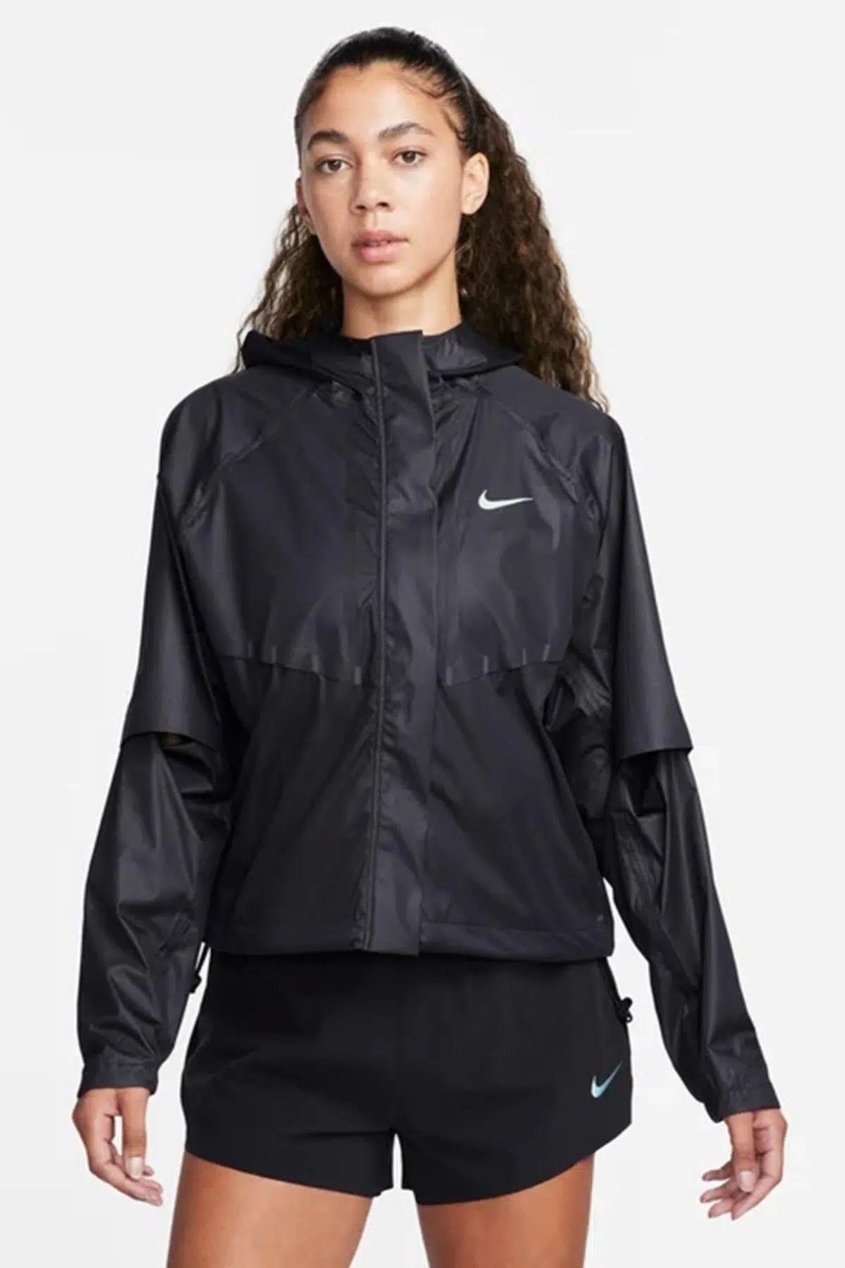 Nike Running Division Aerogami Women's Storm-FIT ADV Jacket Kadın Kapüşonlu Yağmur Geçirmez Hava Panelli Koşu Ceket Siyah