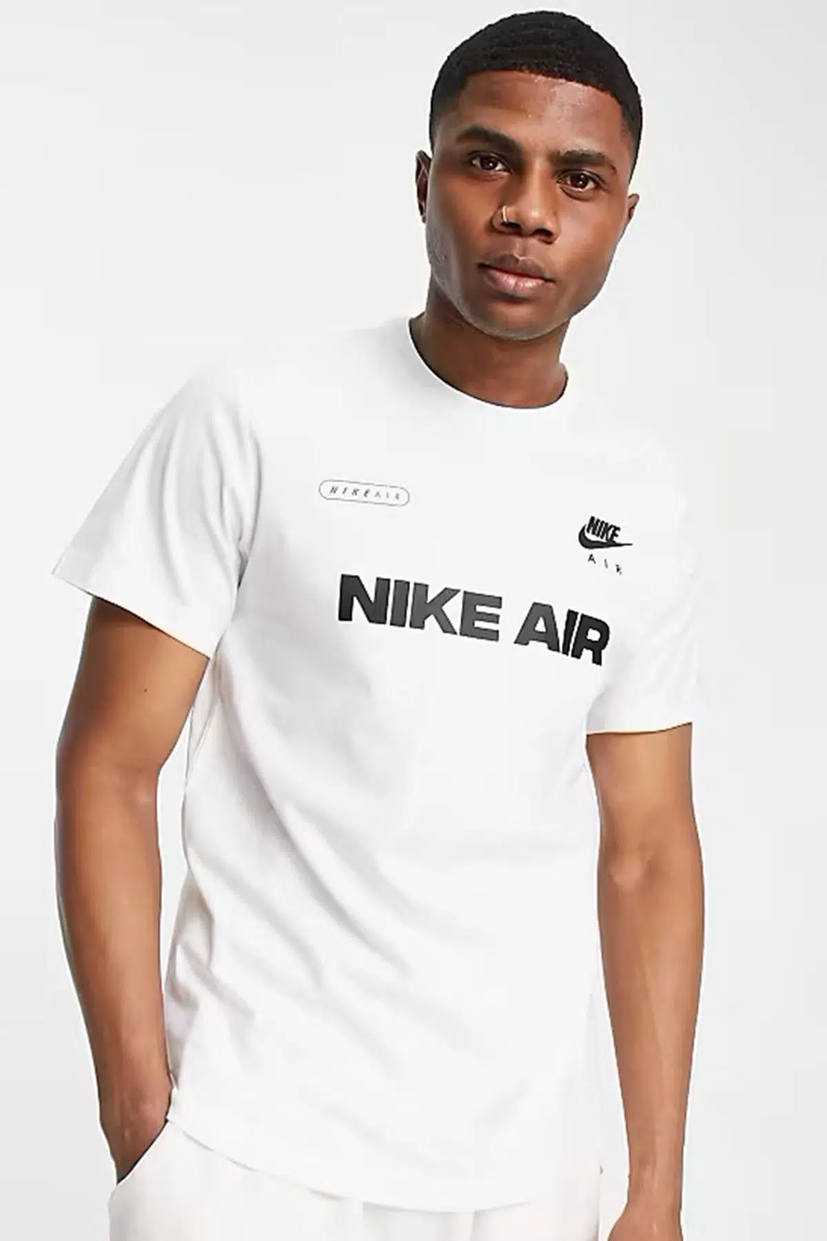 Nike Air Logo Cotton Men's White T-shirts Erkek Pamuklu Tişört Beyaz