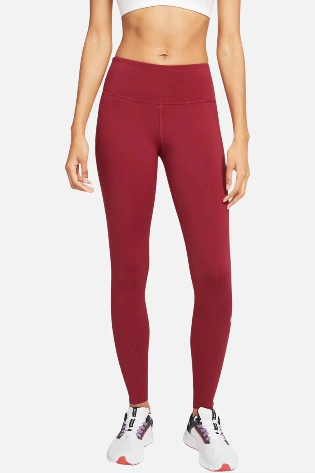 Nike Running Fast Dri Fit Leggings Roze Epic Lux Buhar Bariyer Cepli Şekillendirici Toparlayıcı Spor Tayt Bordo