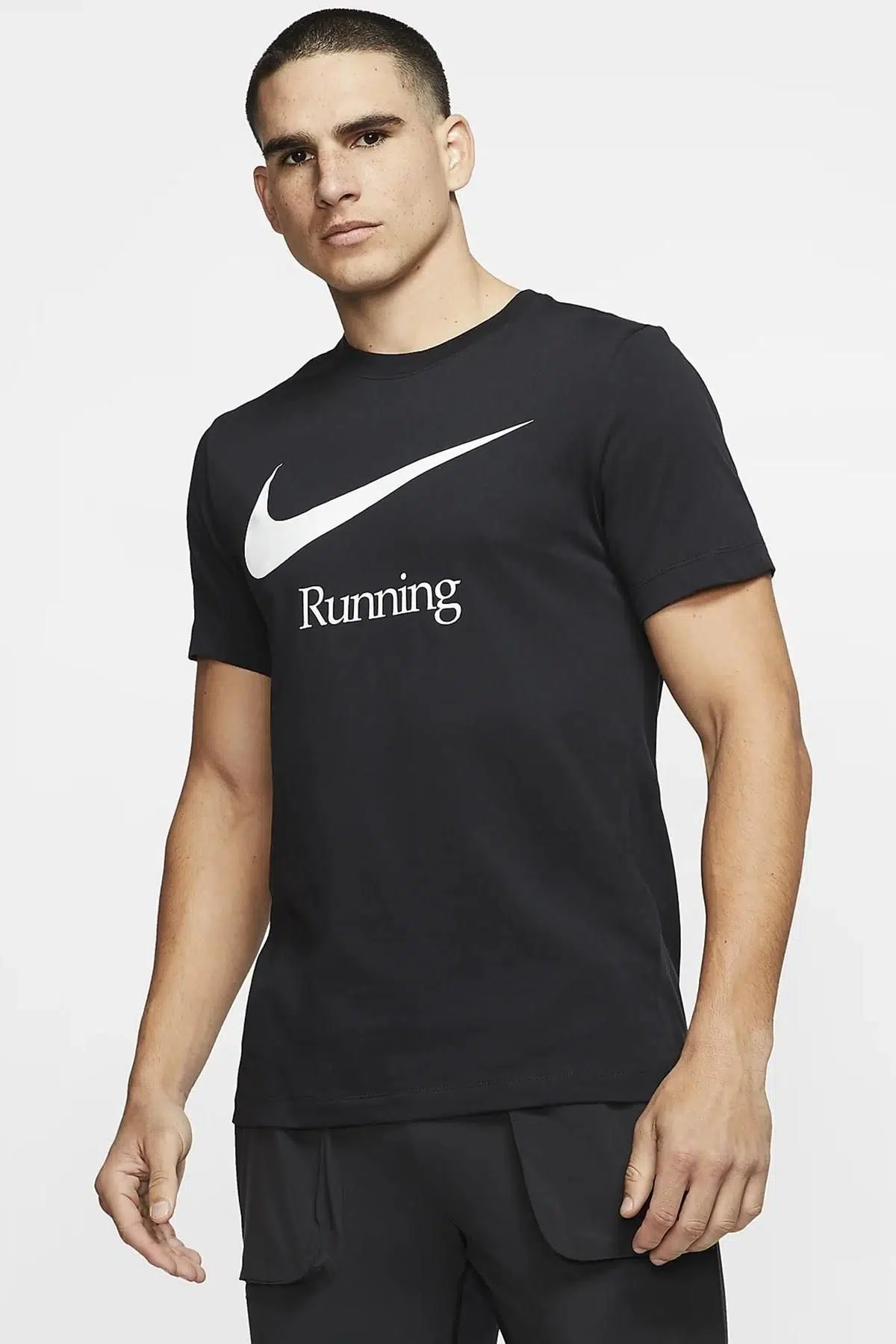 Nike Running Dri Fit Mens T-shirts Erkek Koşu Tişört Siyah