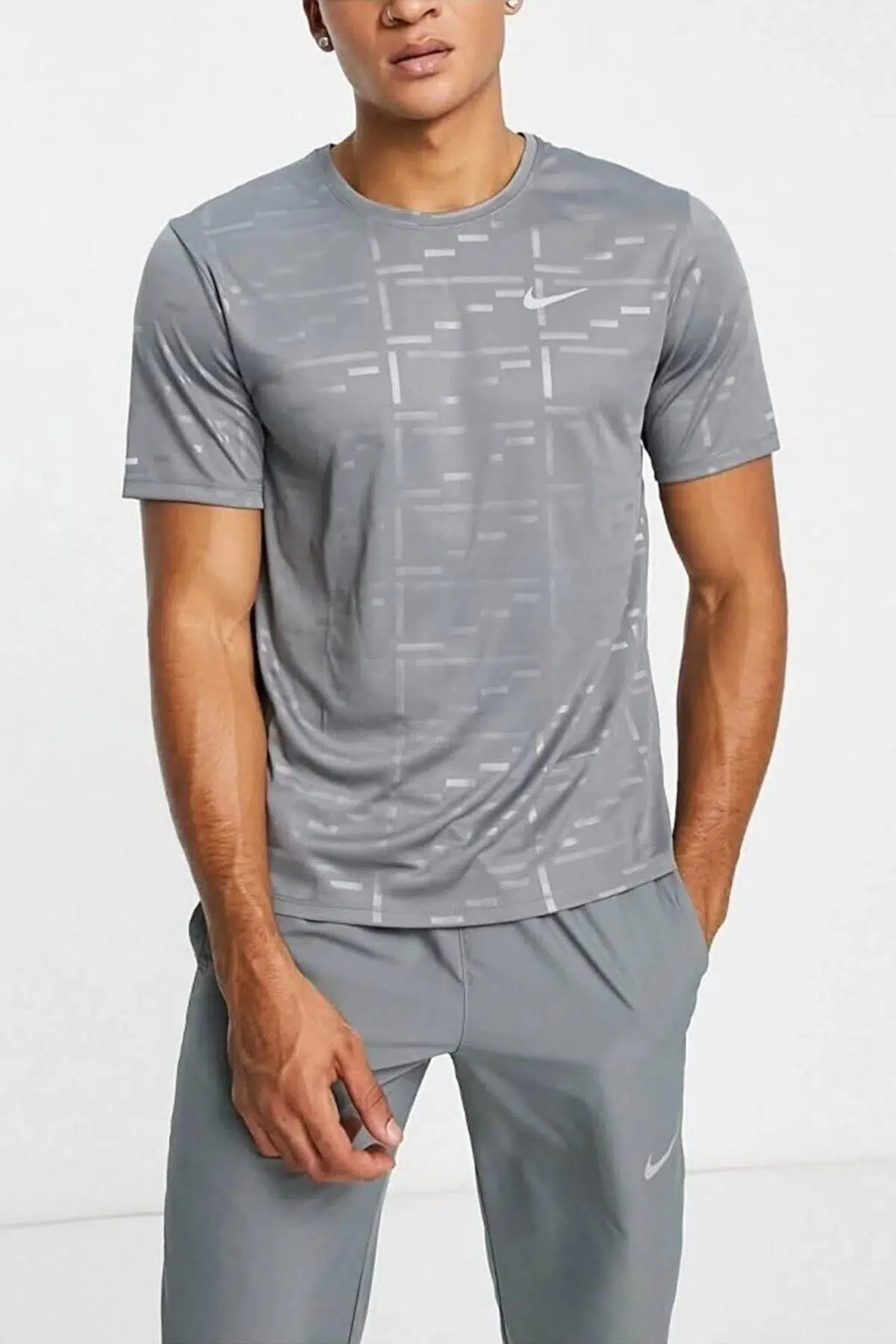 Nike Running Miler 2.0 Dri Fit Tee Gri Koşu Antrenman Tişörtü