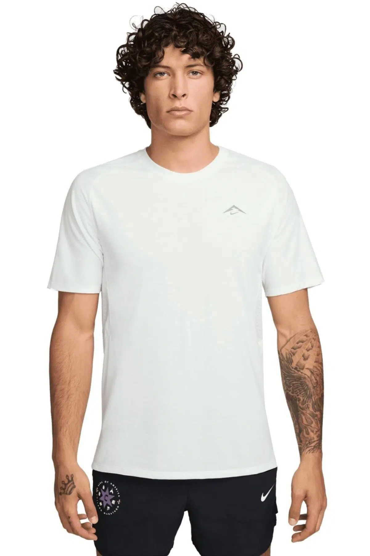 Nike Running Shirt Dri-FIT Trail Solar Chase Erkek Antrenman Koşu Tişört Beyaz