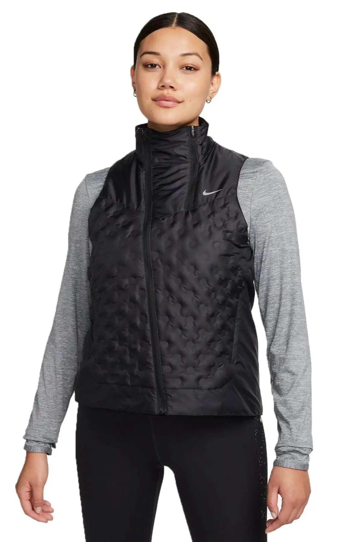 FB7606-010 Nike Running Therma Fit Synthetic Fill Womens Vest Sentetik Dolgulu Termal Reflektörlü Kadın Koşu Yelek Siyah