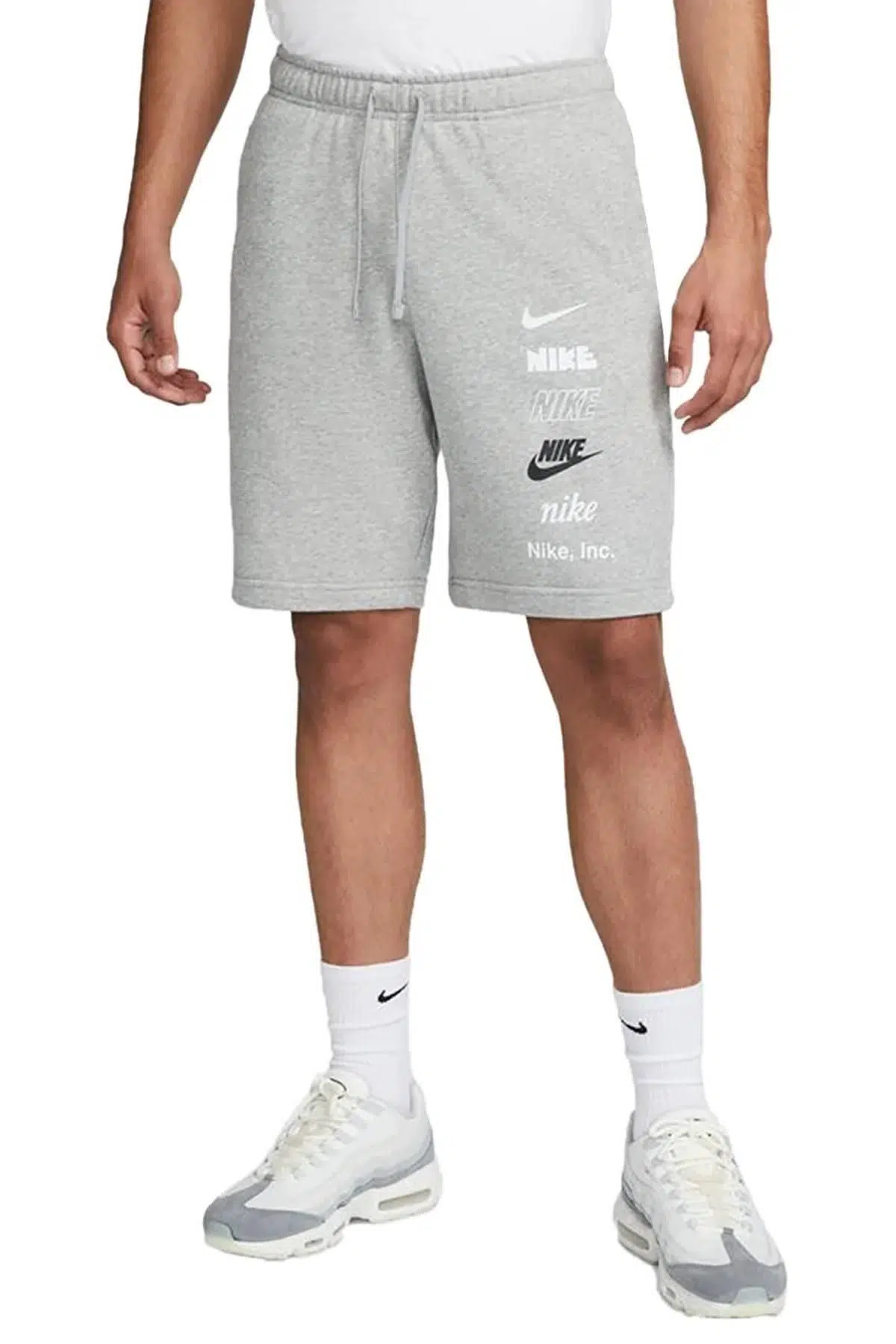 Nike Shorts Club Swoosh Mens Polarlı Erkek Şort Melanj Gri
