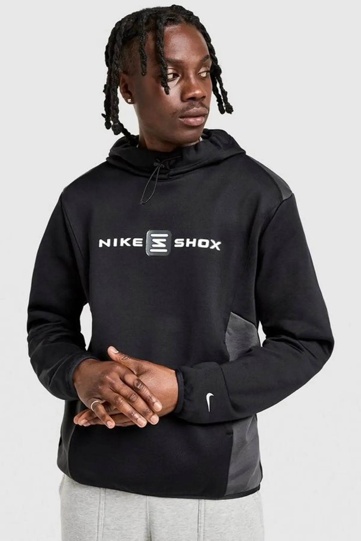 IH0528-010 Nike Shox Hoodie Kapüşonlu Erkek Sweatshirt Siyah