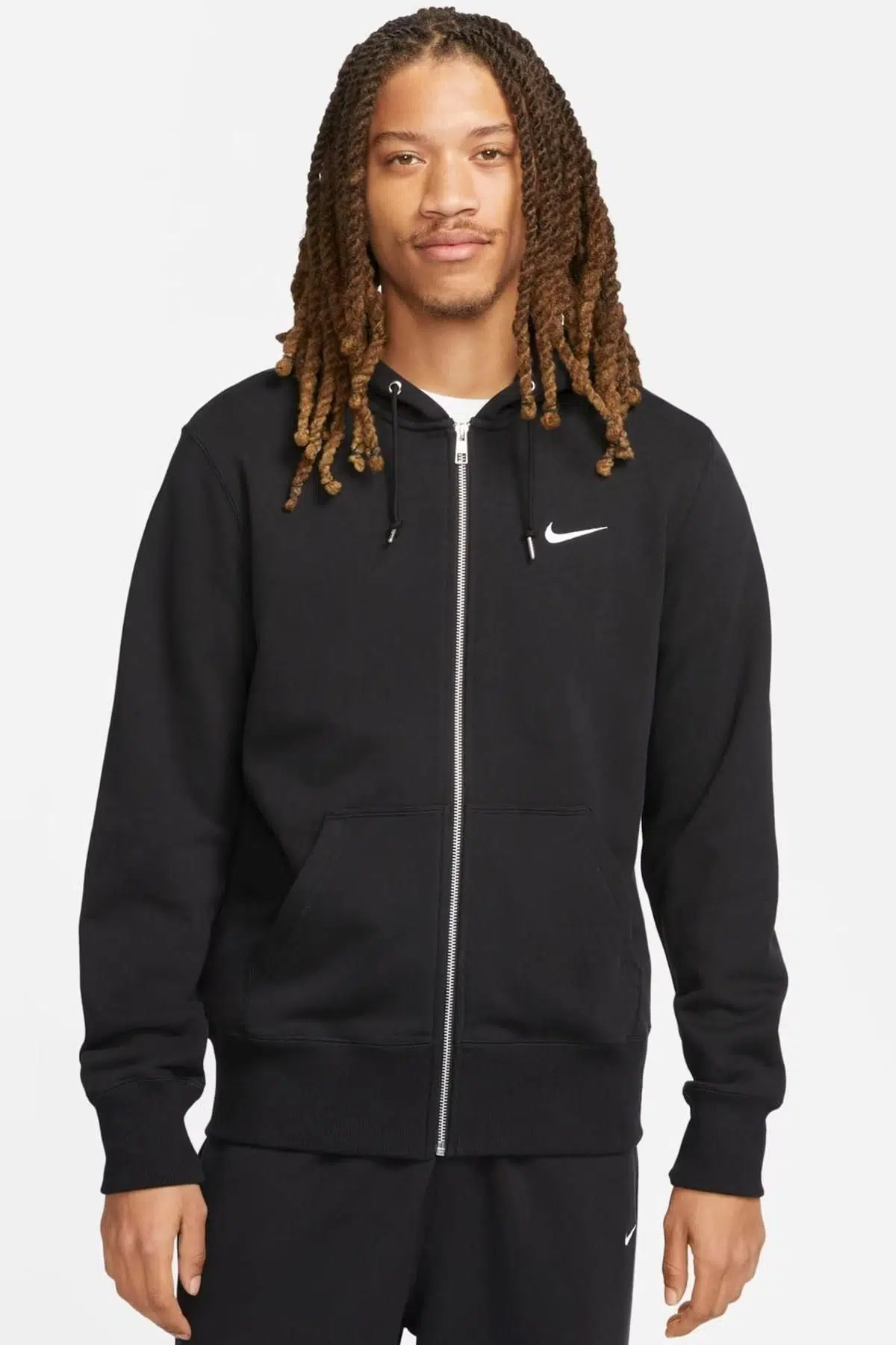 Nike Silver Full Zip Mens Hoodie Kapüşonlu Fermuarlı Siyah Sweatshirt