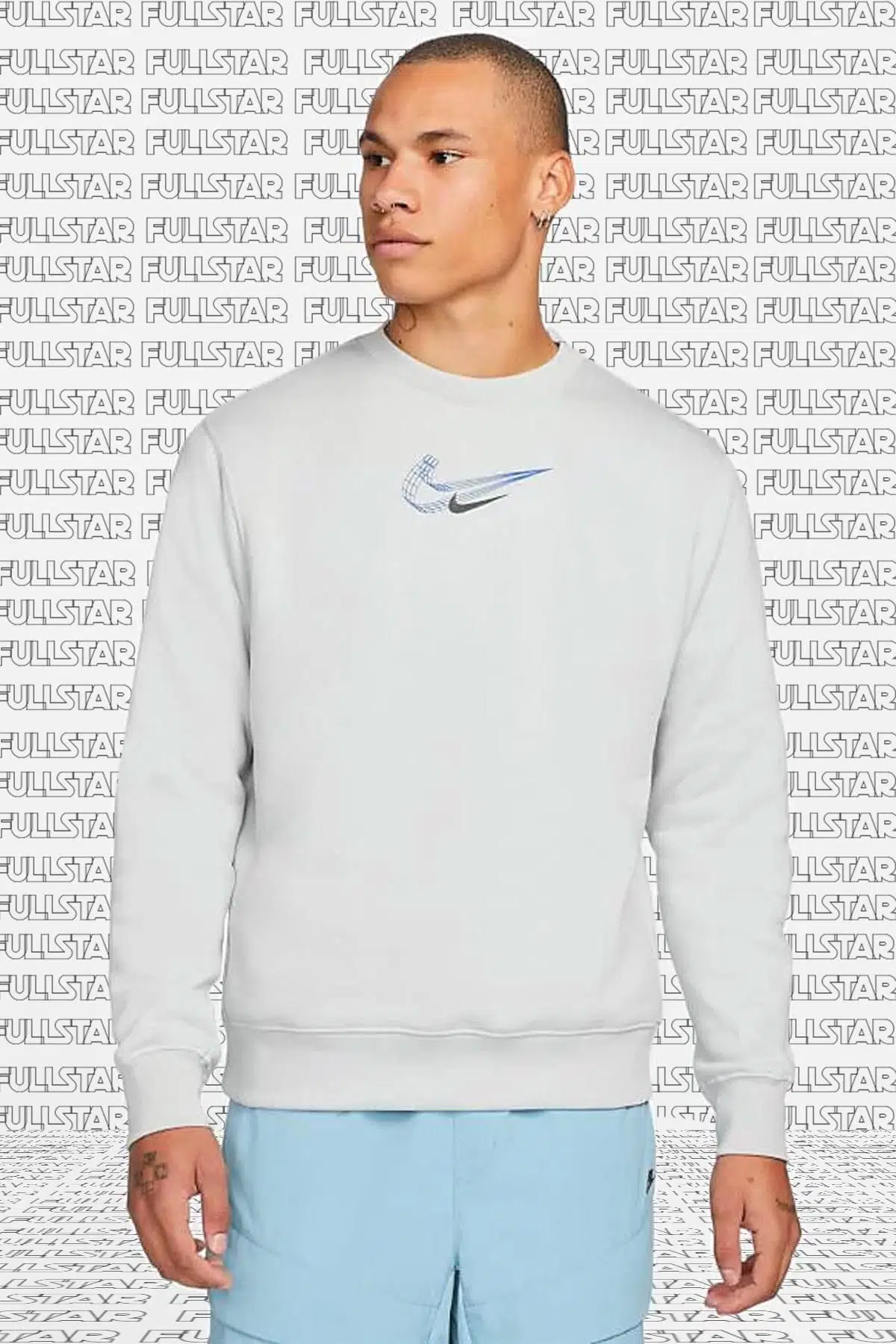 Nike Sportswear 3D Swoosh Graphic Fleece Crew Sweatshirt Polarlı Sweatshirt Gri