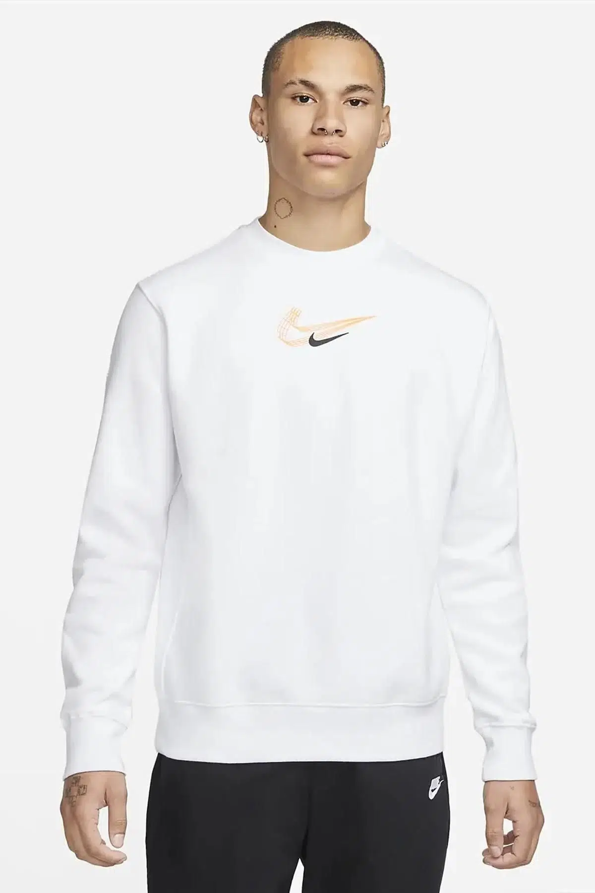 Nike Sportswear 3D Swoosh Graphic Fleece Crew Sweatshirt Polarlı Sweatshirt Beyaz
