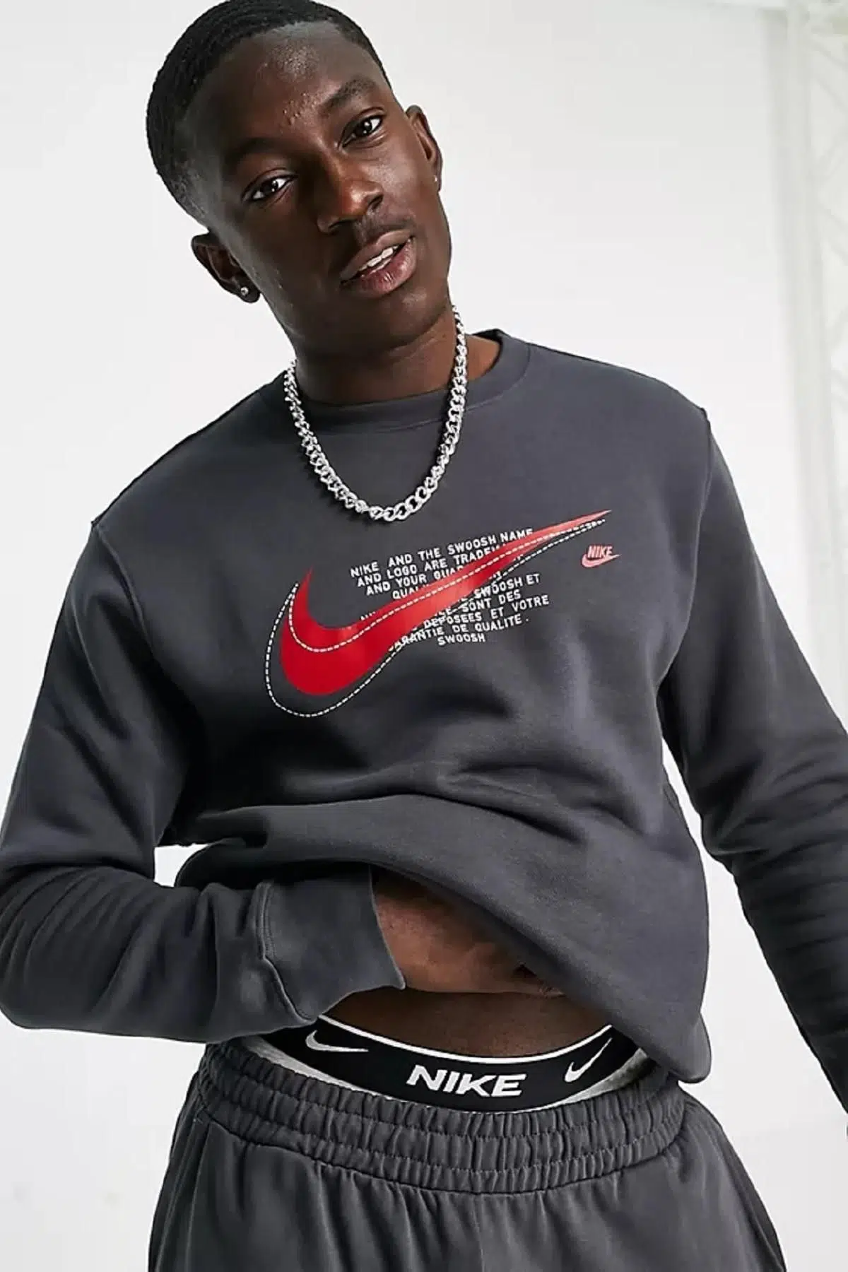 Nike Sportswear Court Fleece Crew Sweat Antrasit Erkek Spor Sweatshirt DQ
