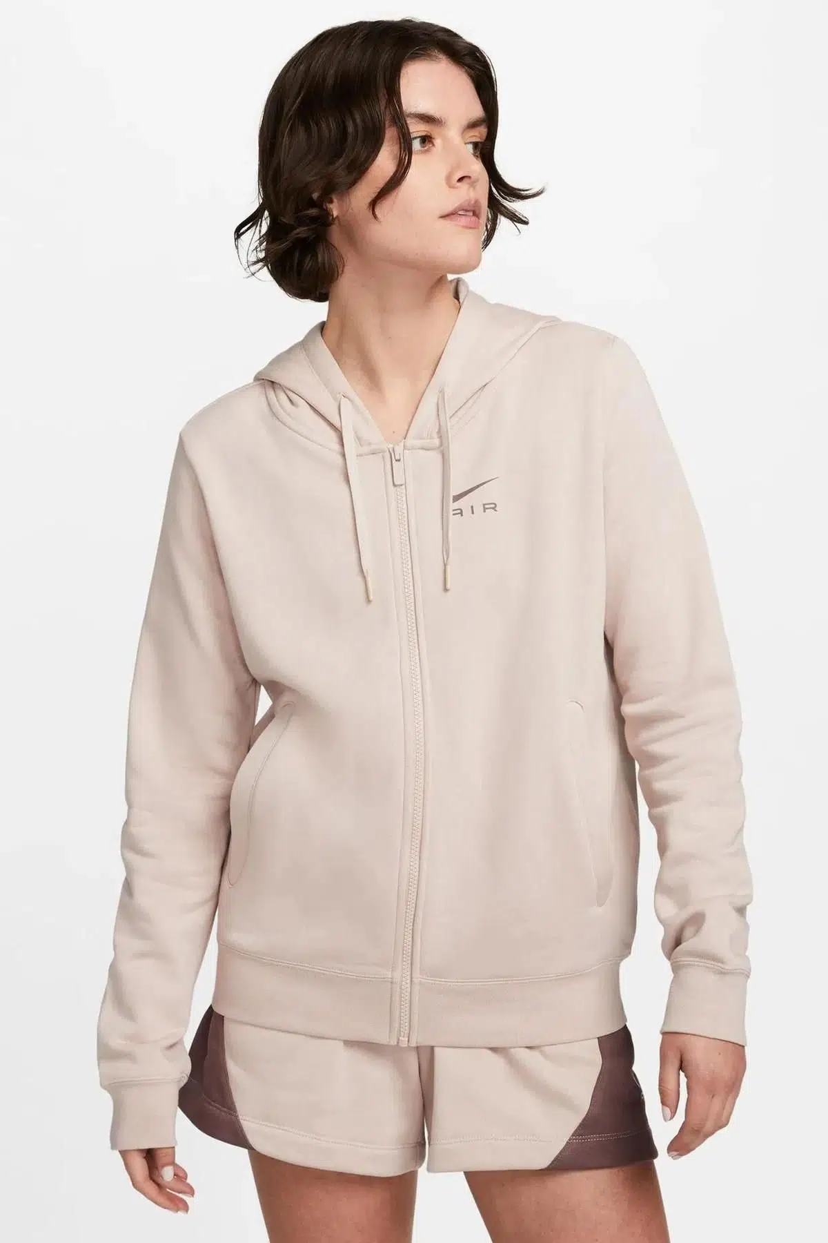 Nike Sportswear Air Fleece Women's Hoodie Full Zip Kadın Kapüşonlu Sweatshirt Pudra