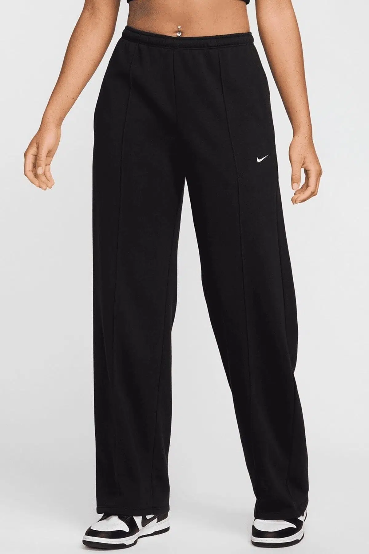 Nike Sportswear Chill Terry Mi-Rise French Terry Womens Pant.Fransız Havlu Kumaş Kadın Eşofman Altı Siyah 