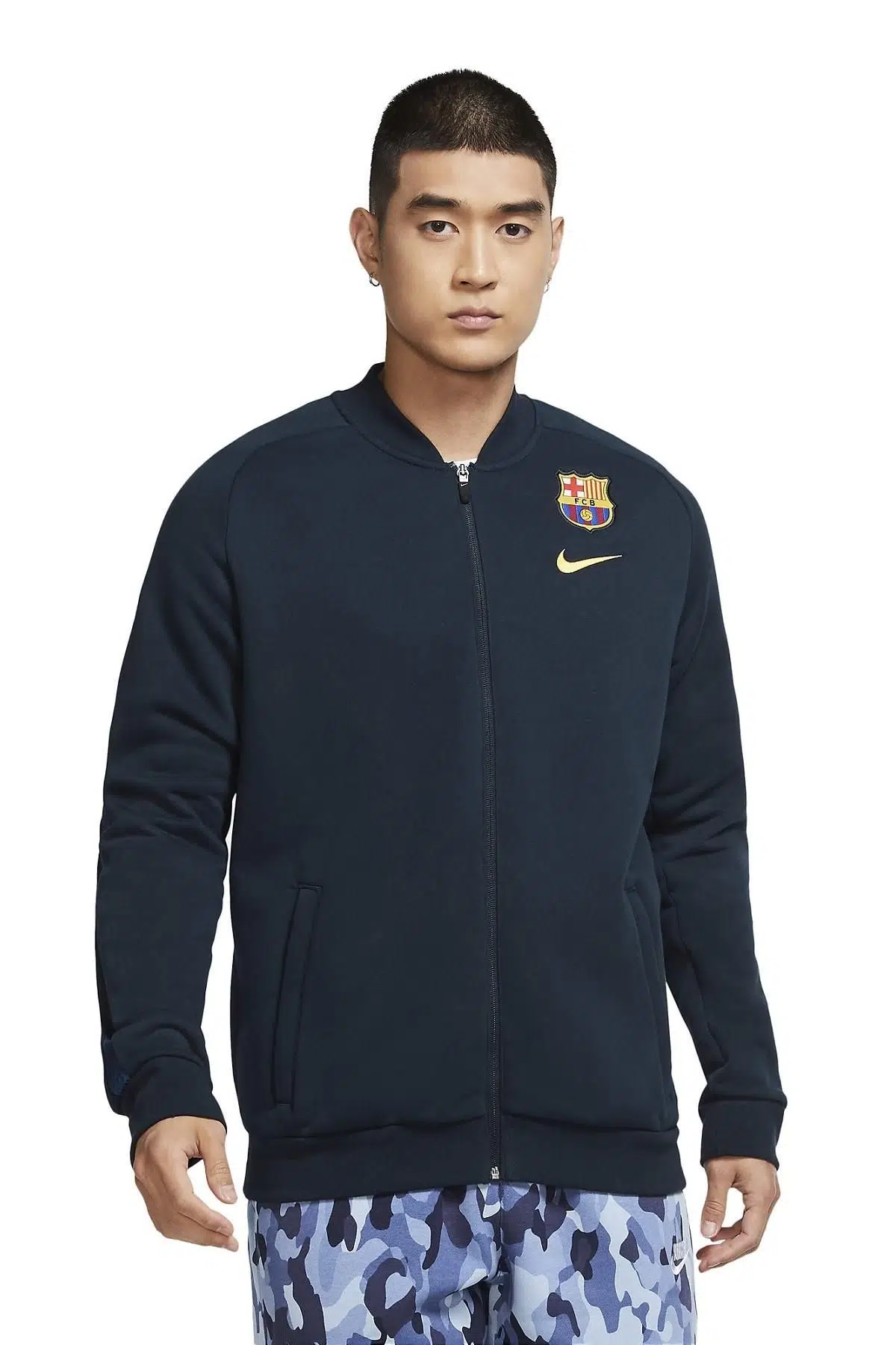 Nike Sportswear FC Barcelona Navy Bomber Jacket Lacivert Ceket