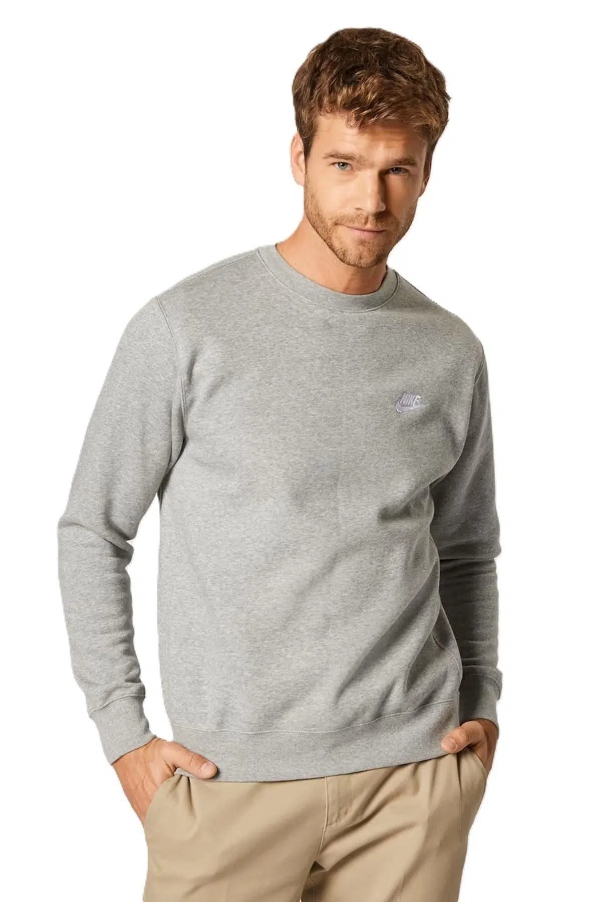Nike Sportswear Club French Terry Crew Erkek Sweatshirts Gri