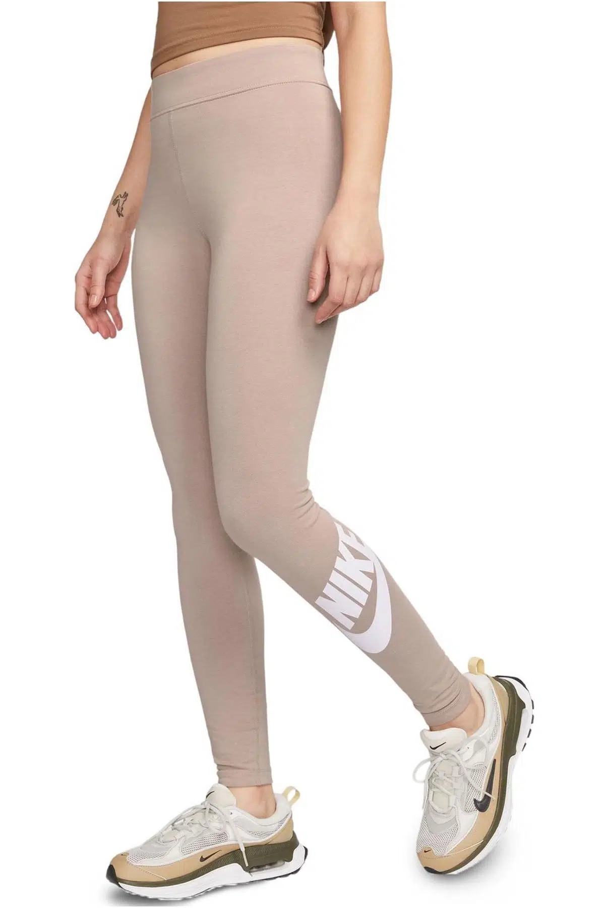 Nike Sportswear Club High Rise Cotton Leggings Yüksek Belli Pamuklu Bej Tayt