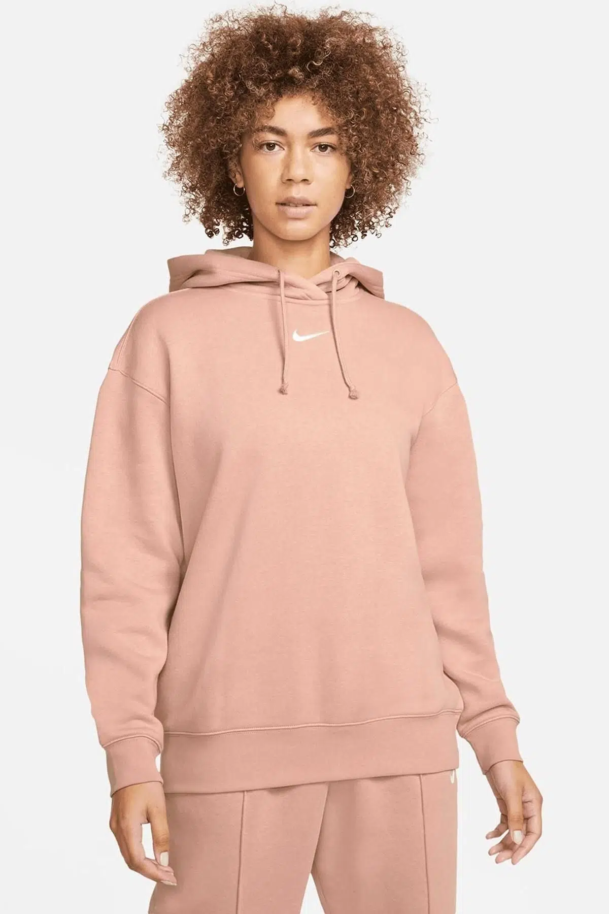 Nike Sportswear Collection Essentials Oversized Hoodie Büyük Beden Kapüşonlu Kadın Sweatshirt Pembe