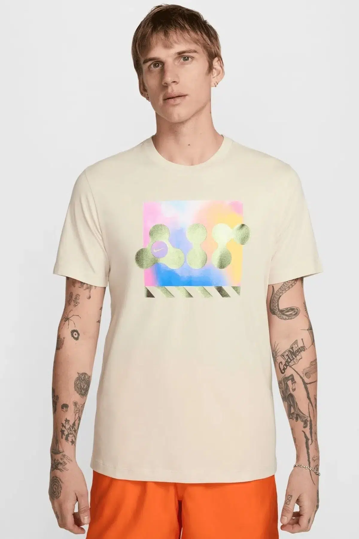 Nike Sportswear Cosmic Mens Tee Grafik Baskılı Erkek Tişört Bej