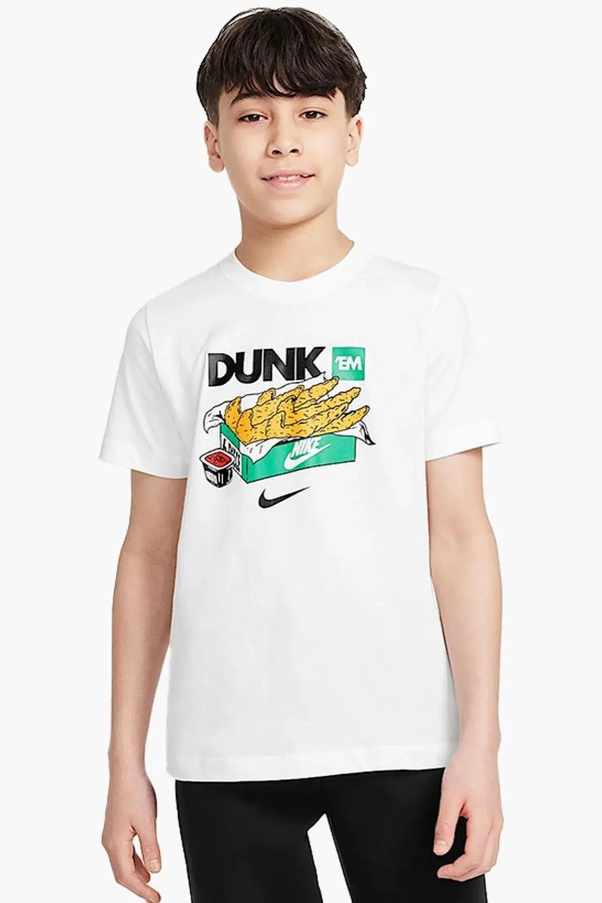 Nike Sportswear Cotton Dunk Kids Tee White Baskılı Unisex Çocuk Tişört Beyaz