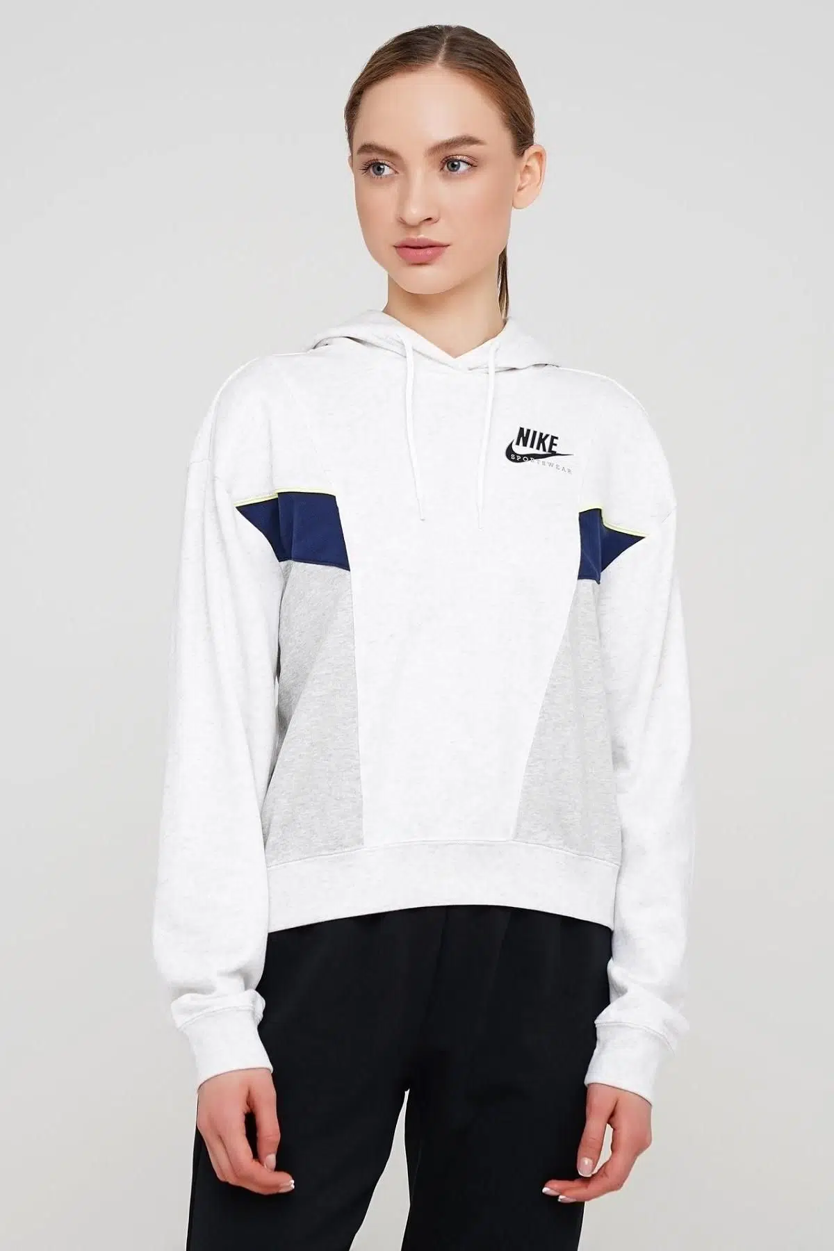 Nike Heritage Hoodie Oversized Fit Kapüşonlu Oversize Beyaz Sweatshirt 