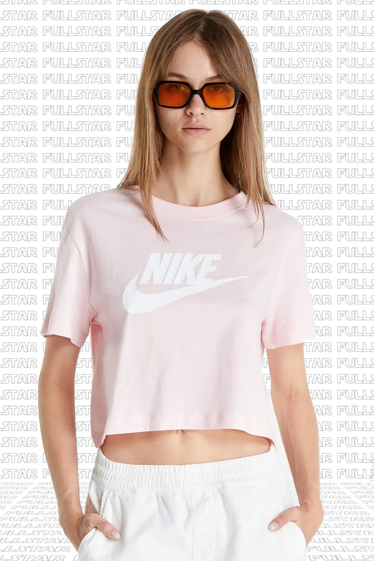 Nike Sportswear Crop icon Futura Loose Fit Tee ince Bol Kesim Kısa Pembe Tişört