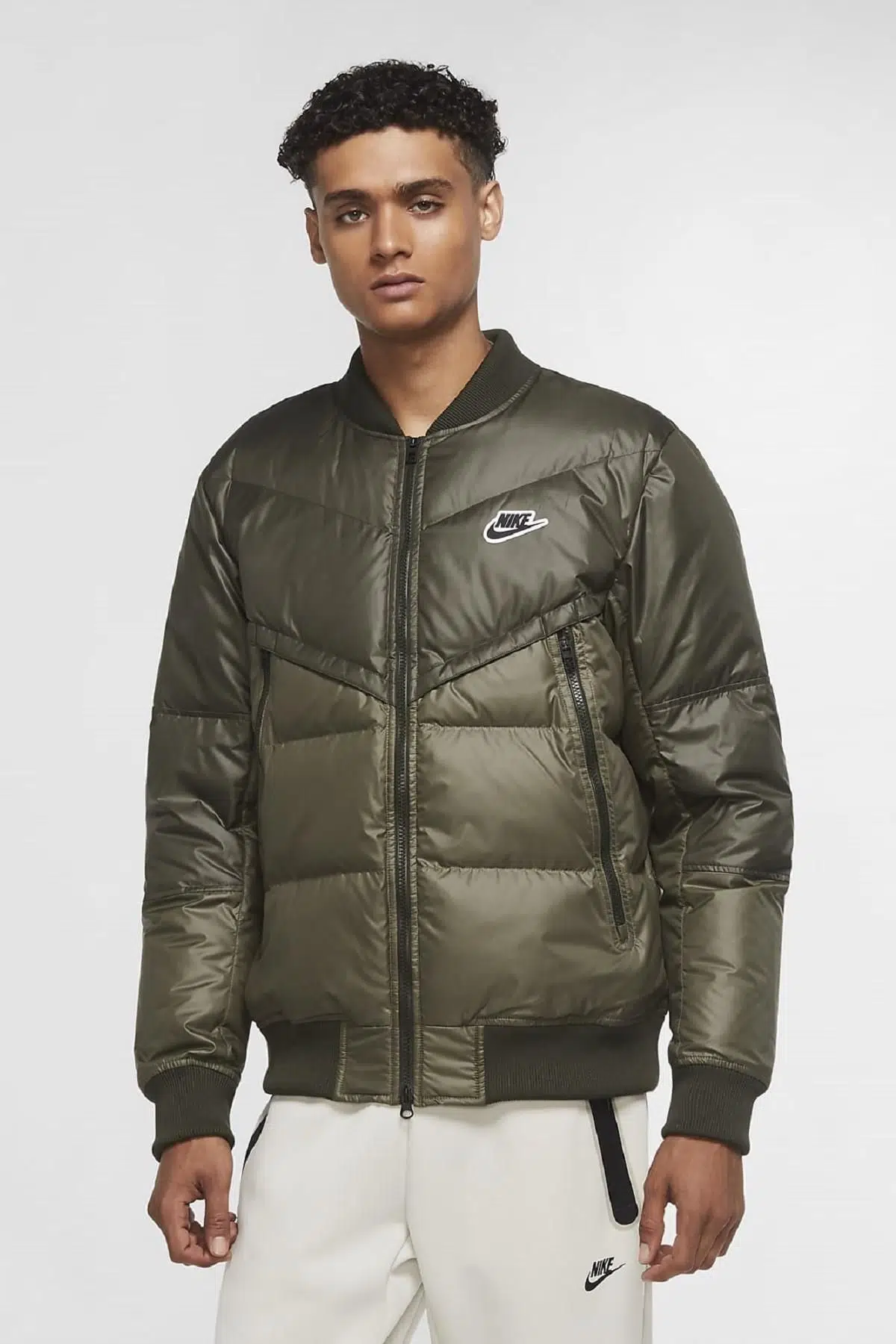Nike Sportswear Down-Fill Windrunner Men's Sport Bomber Kaz Tüyü Haki Mont