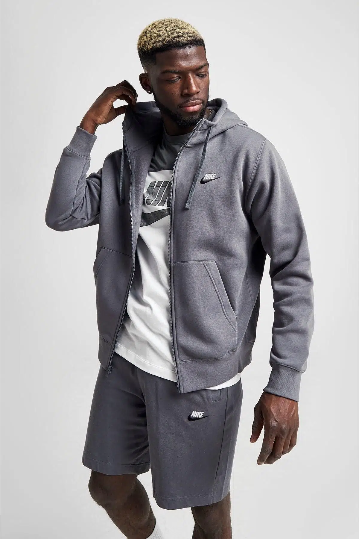 Nike Sportswear Fullzip Hoodie Erkek Gri \ Füme Stil Sweatshirt
