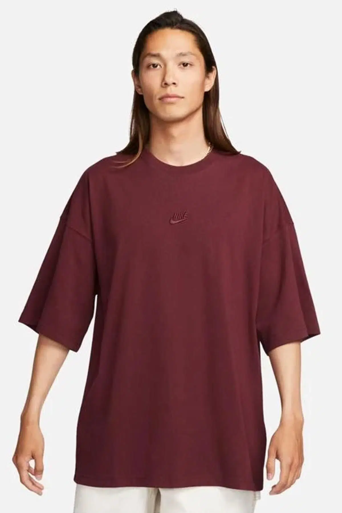 Nike Sportswear Premium Essentials Oversized Short Sleeve Erkek Tişört Bordo