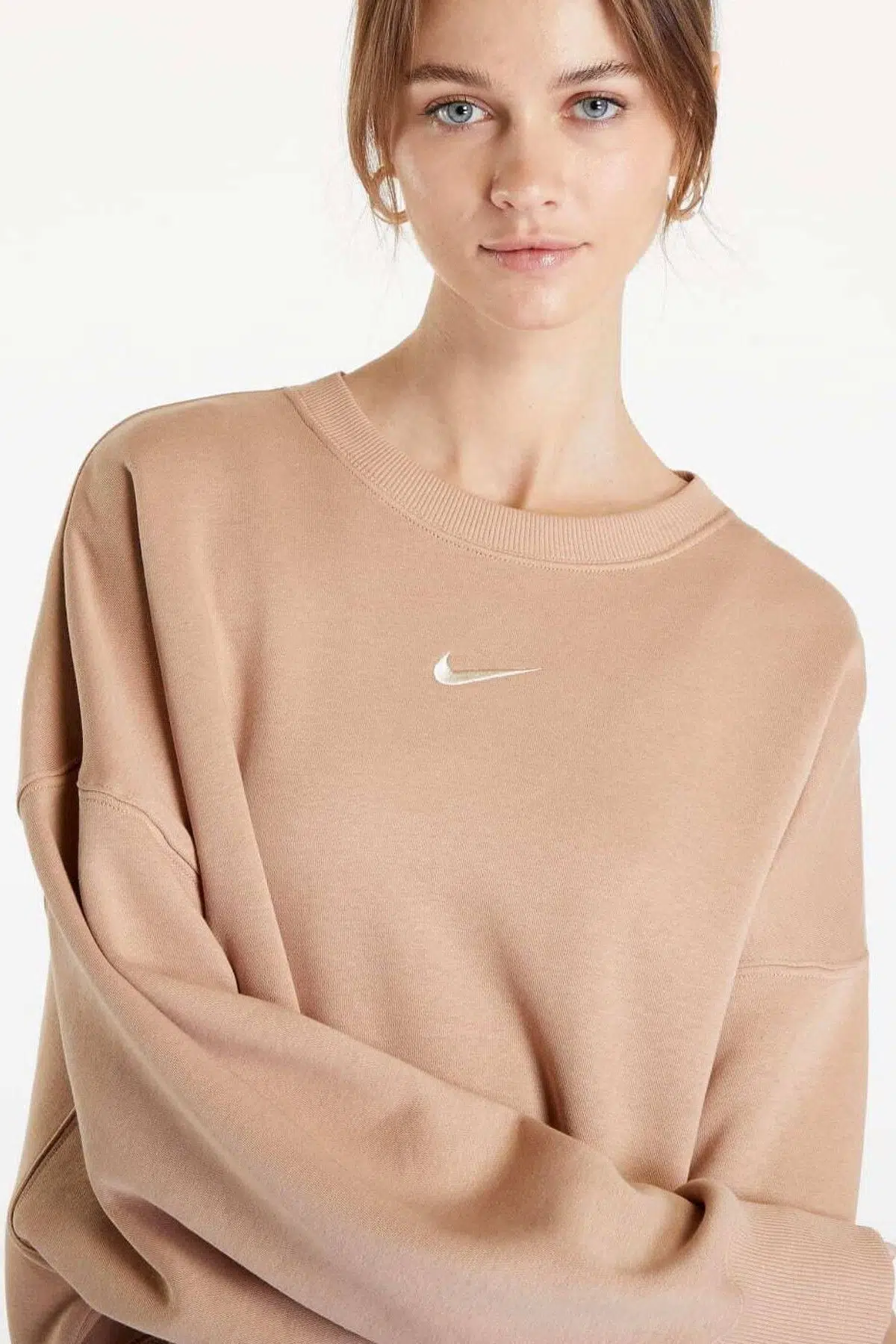 Nike Sportswear Essential Collection Fleece Oversized Kadın Sweatshirt Bej