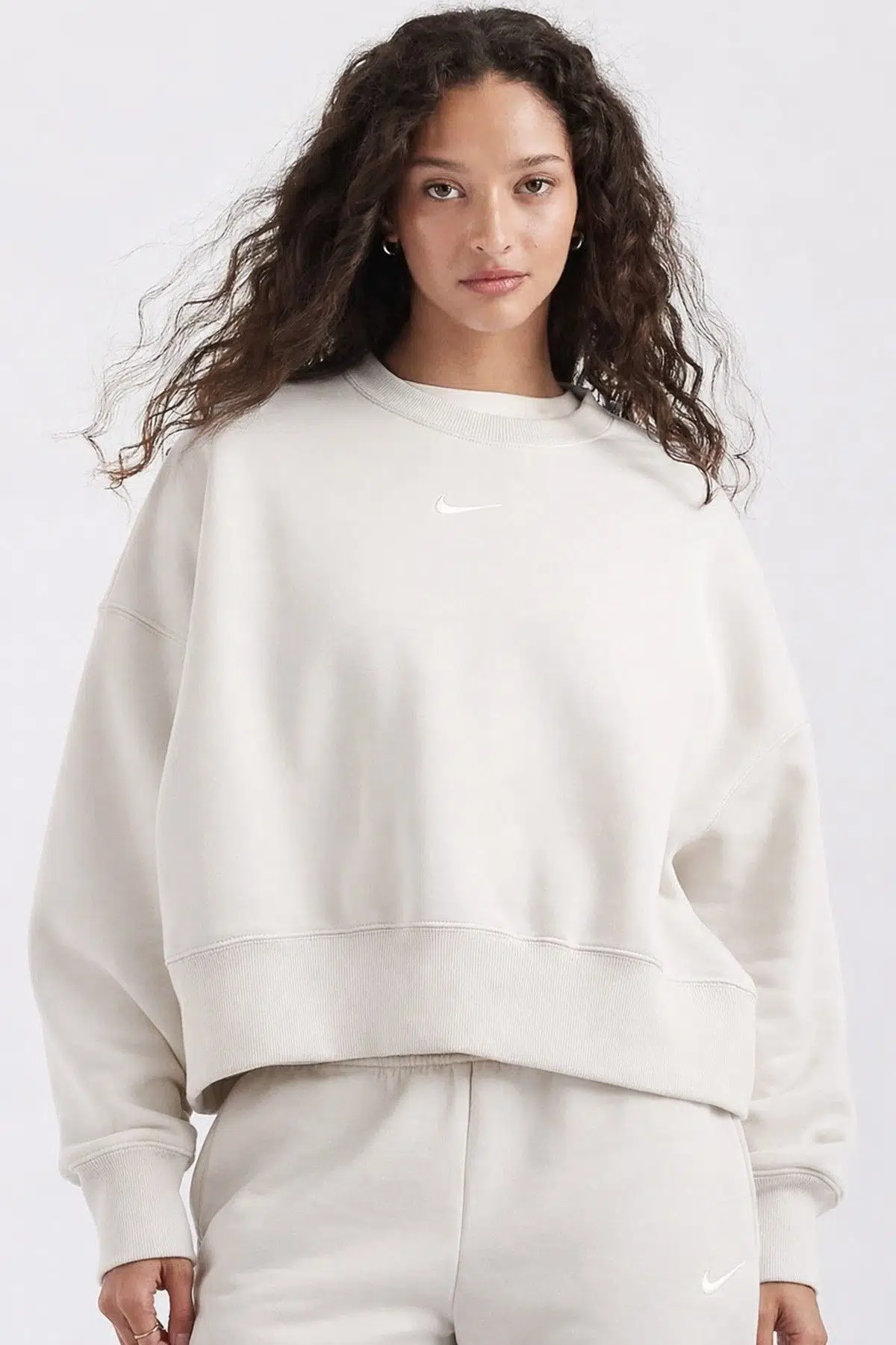 Nike Sportswear Essential Collection Fleece Oversized Kadın Sweatshirt Krem