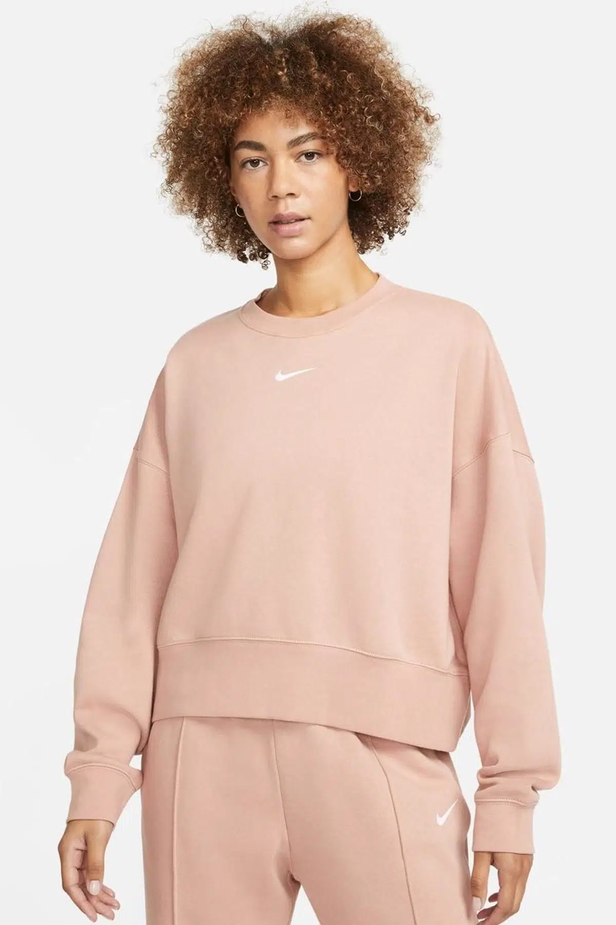 Nike Sportswear Essential Collection Fleece Oversized Kadın Sweatshirt Pembe