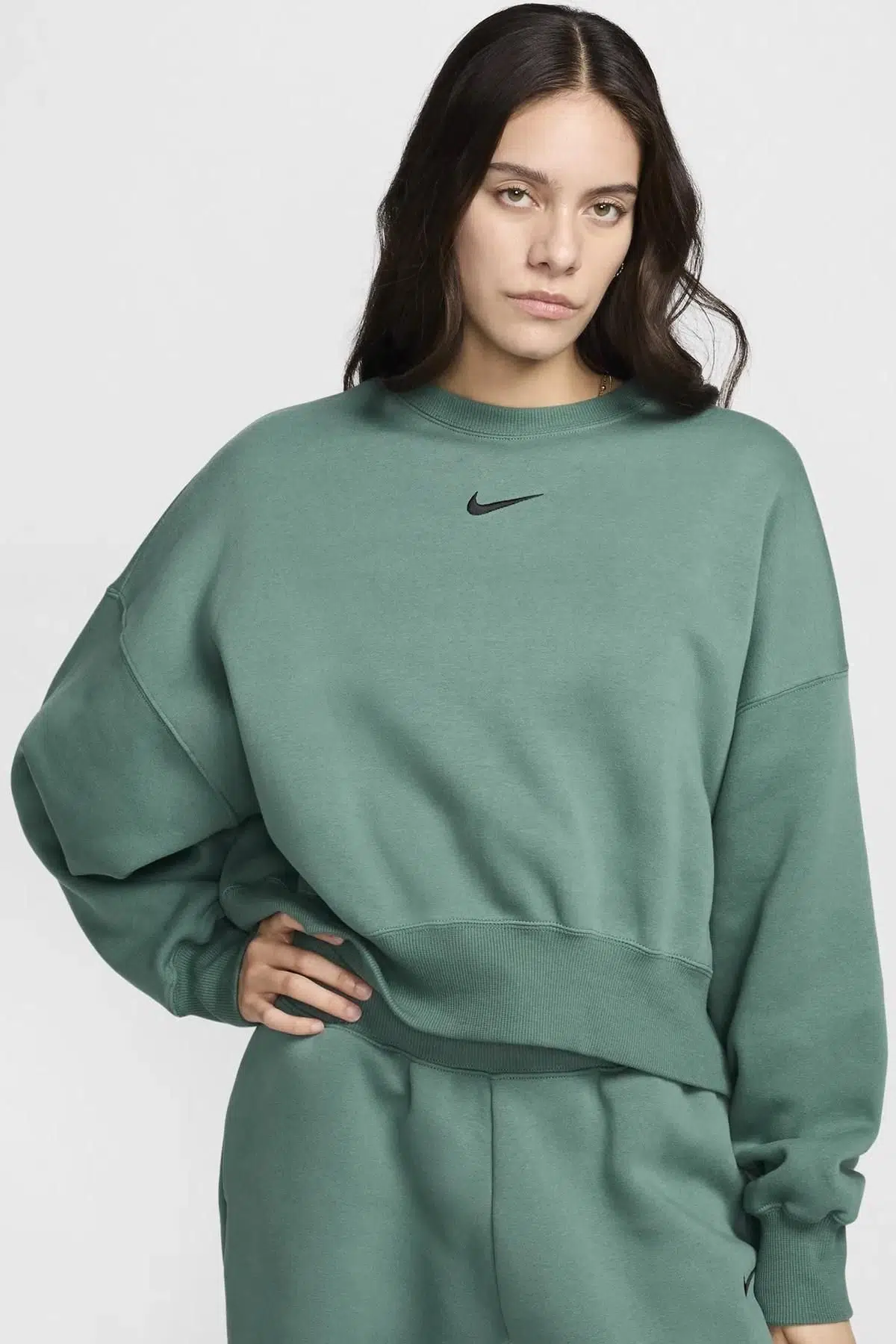 Nike Sportswear Essential Collection Fleece Oversized Kadın Sweatshirt Yeşil