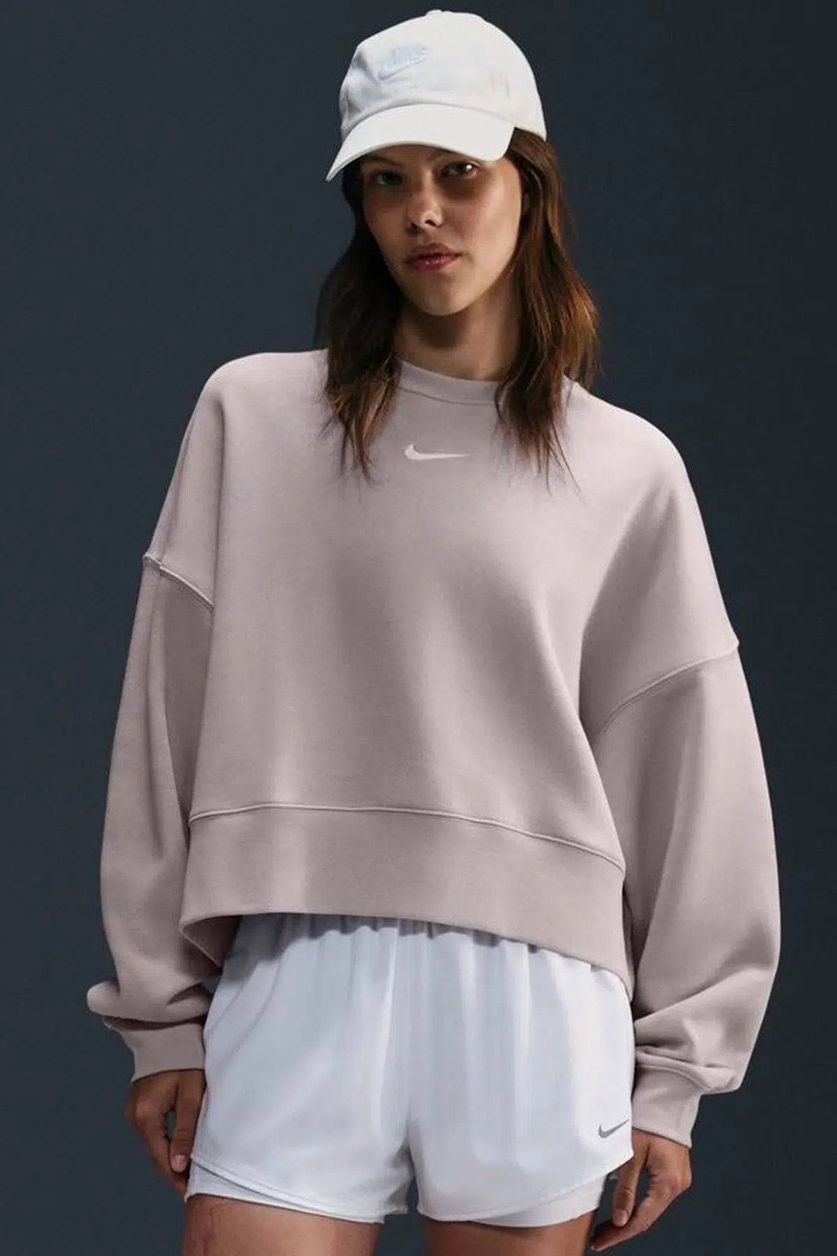 Nike Sportswear Essential Collection Fleece Oversized Kadın Sweatshirt Açık Lila
