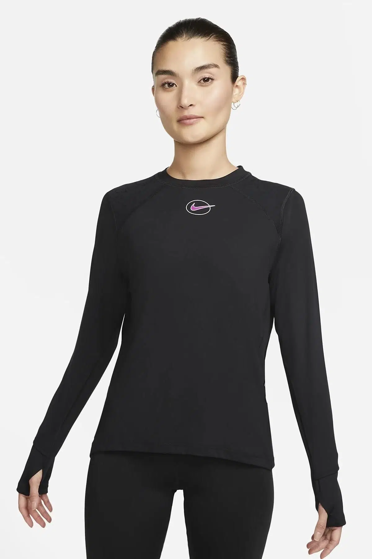 Nike Dri Fit Icon Clash Women's Long Sleeve Running Top Kadın Koşu Cepli Sweatshirt Siyah